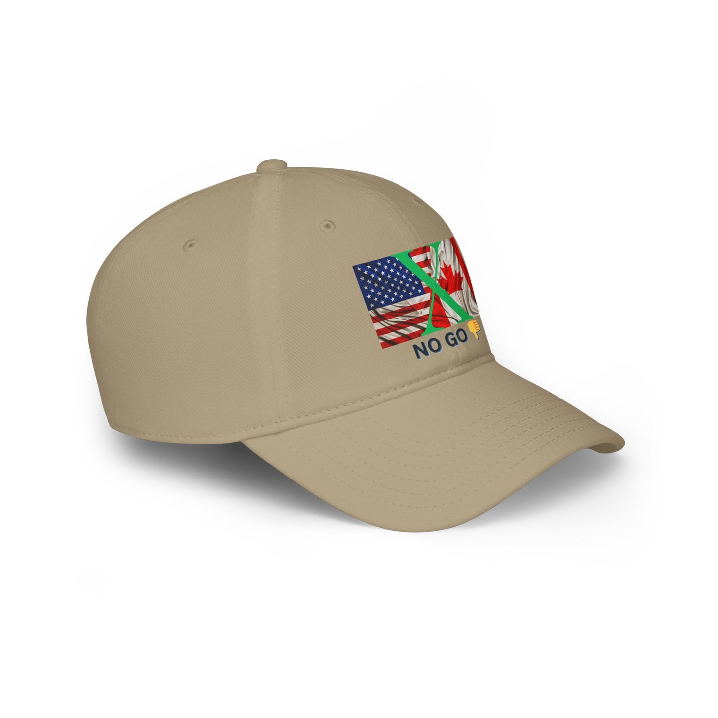 Custom 'No Go' Low Profile Baseball Cap with US and Canada Flags