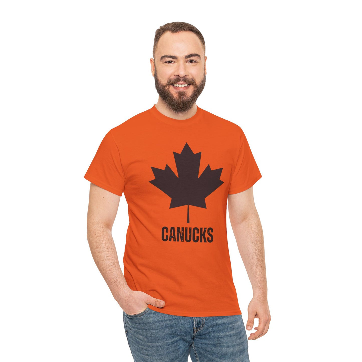 Unisex Heavy Cotton Tee - Canadian Maple Leaf Canucks Shirt