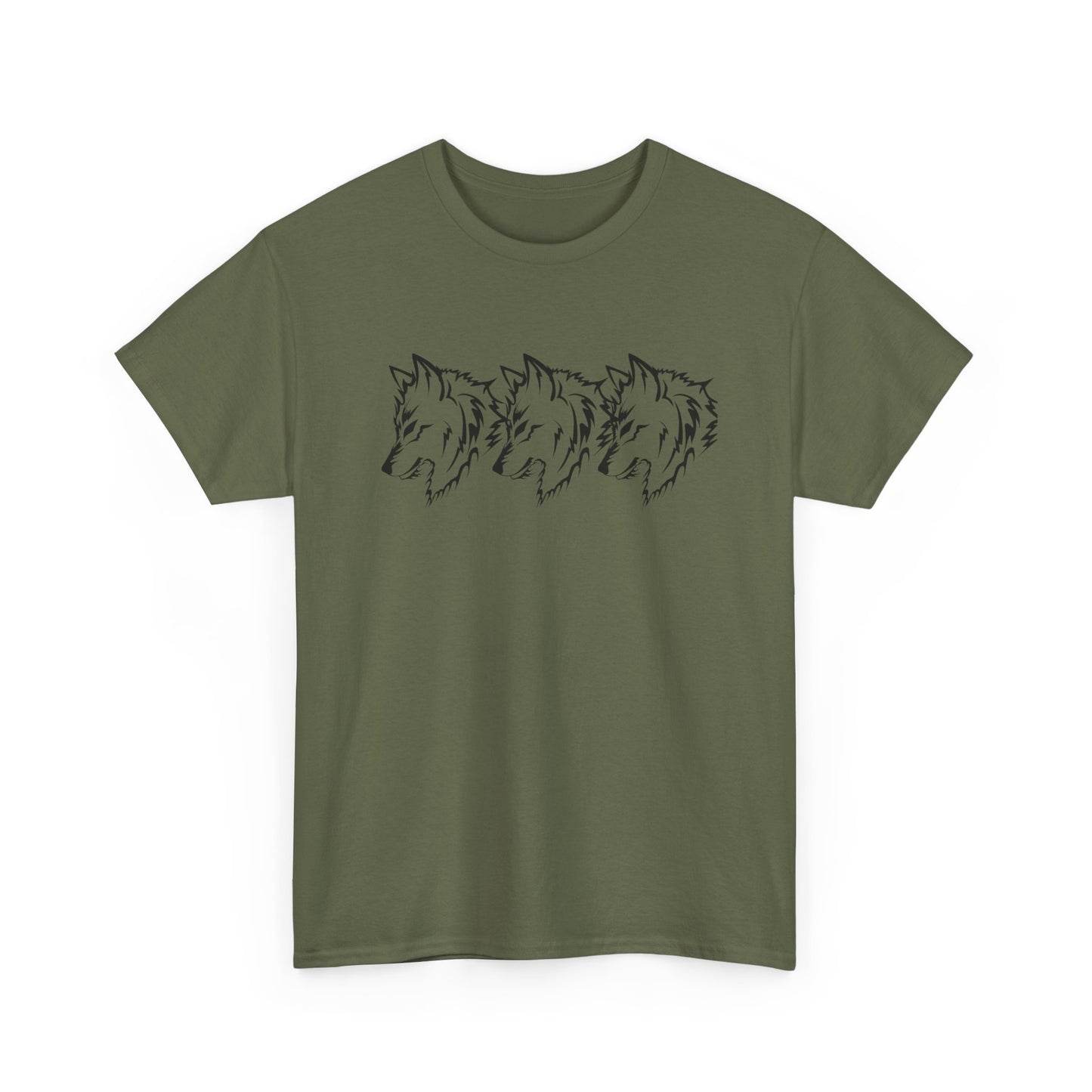Unisex Heavy Cotton Tee - Minimalist Wolf Design for Nature Lovers