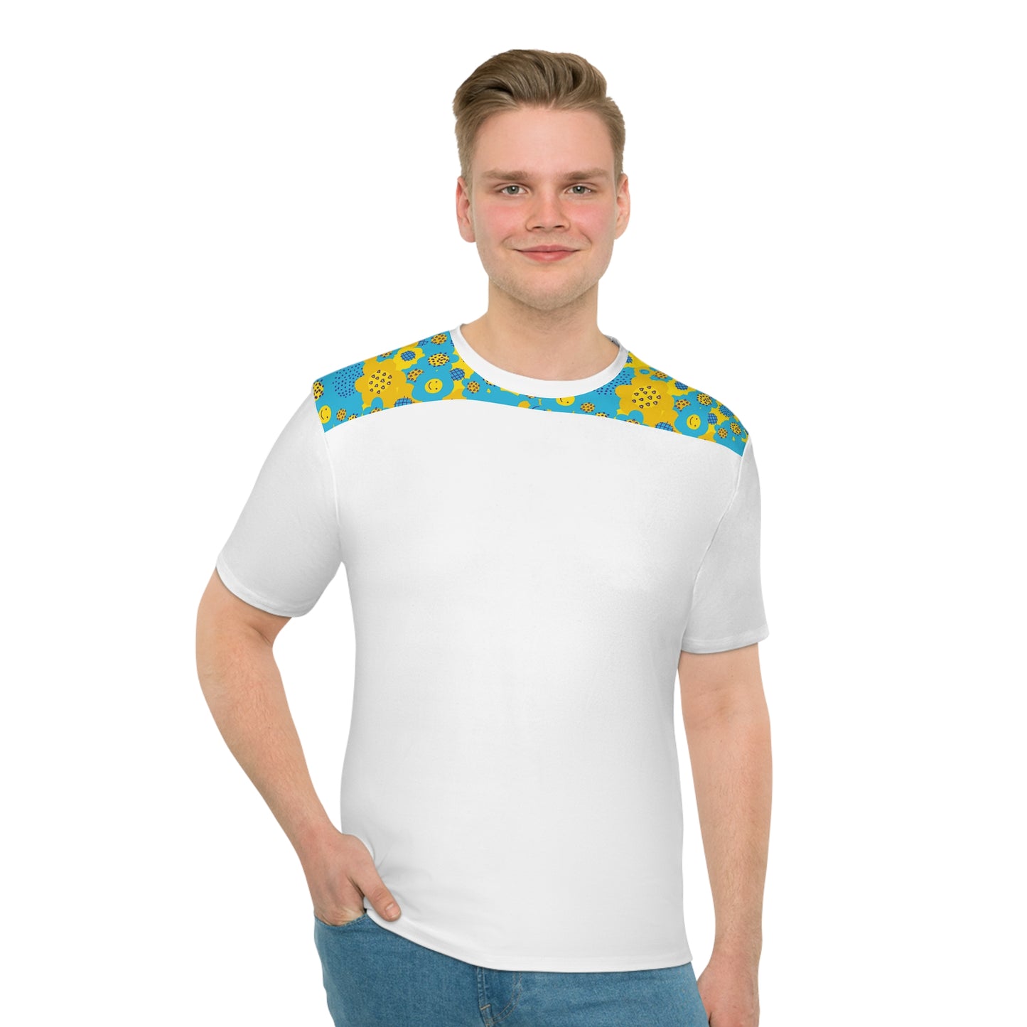 ‘Blue/Yellow Pattern Accent’ Men's Loose T-shirt (AOP)