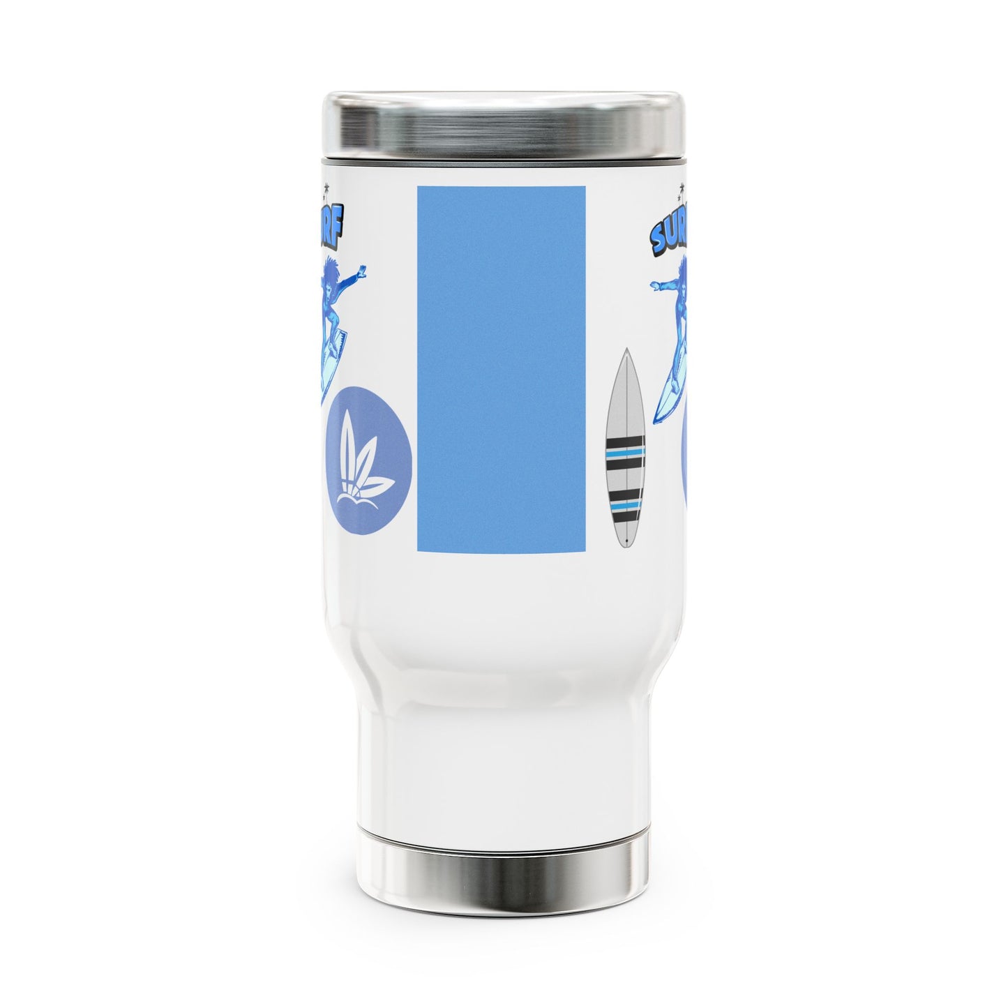 Surfing Vibes Stainless Steel Travel Mug, 14oz Coffee Tumbler, On-the-Go Drinkware, Beach Lover Gift, Summer Road Trip Must-Have