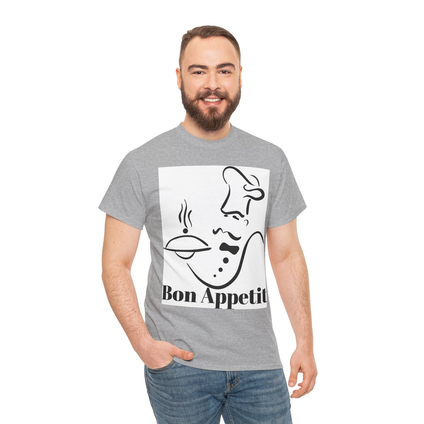 Bon Appetit Chef Unisex Heavy Cotton Tee - Perfect for Food Lovers & Culinary Chefs