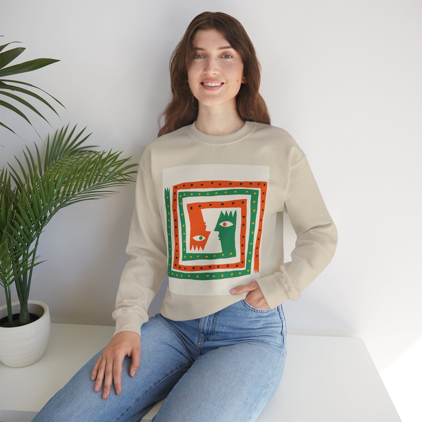 ‘Happiness’ Red/Green Unisex Heavy Blend™ Crewneck Sweatshirt