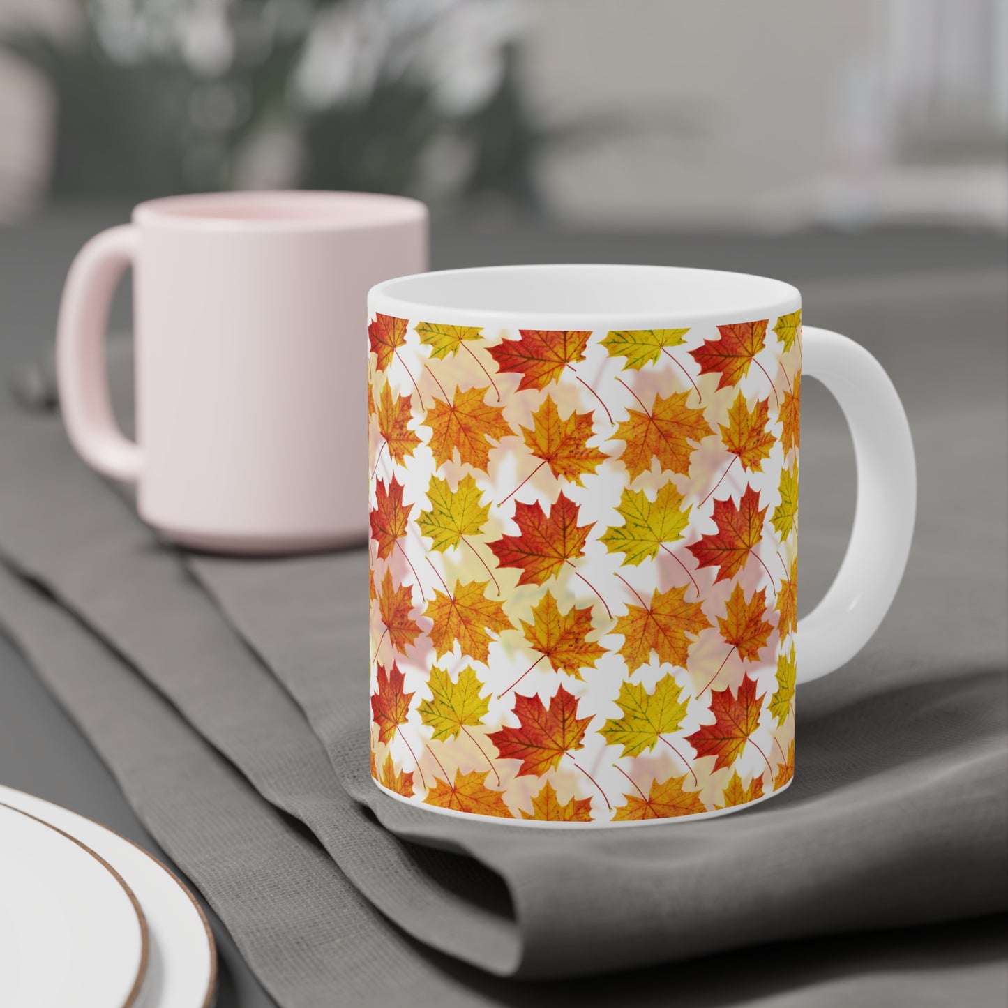 Fall Leaves Ceramic Mug - Cozy Autumn Vibe for Coffee Lovers