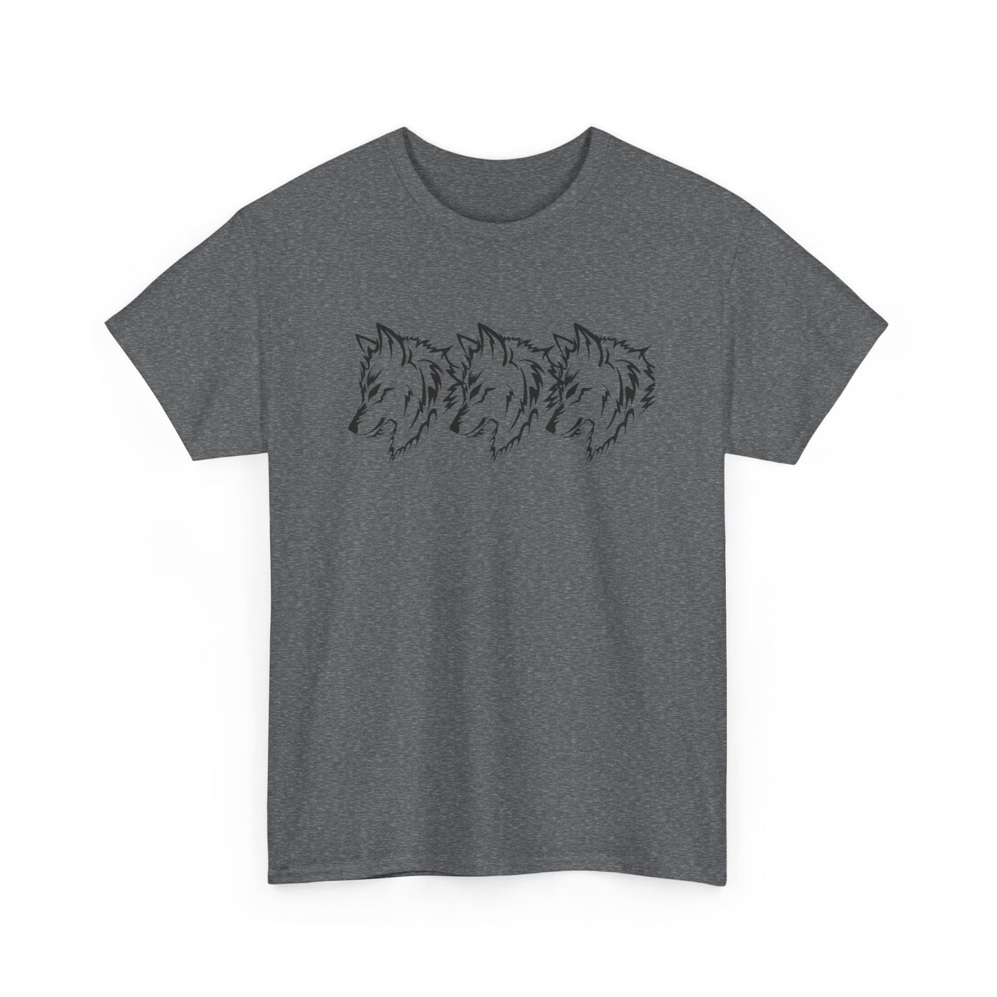 Unisex Heavy Cotton Tee - Minimalist Wolf Design for Nature Lovers