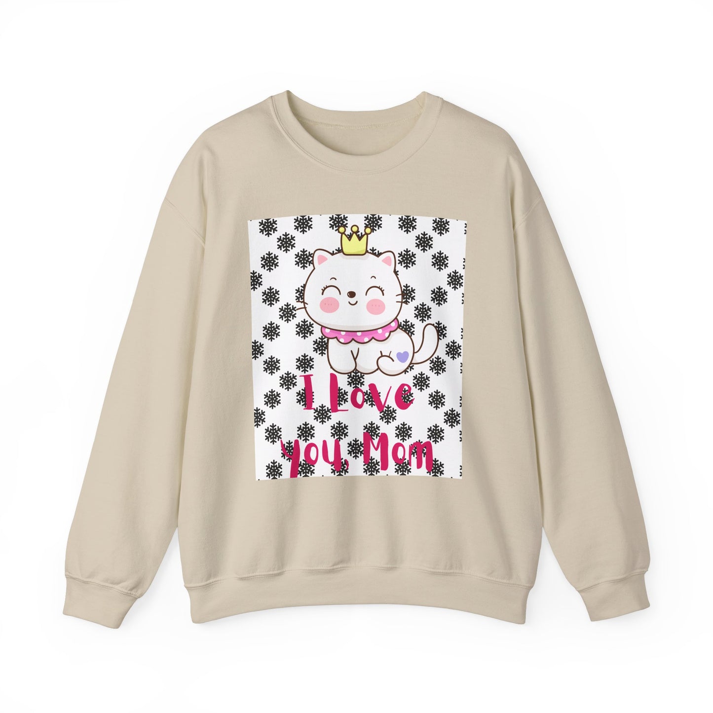 I Love You Mom Crewneck Sweatshirt - Cute Cat Design for Mother's Day