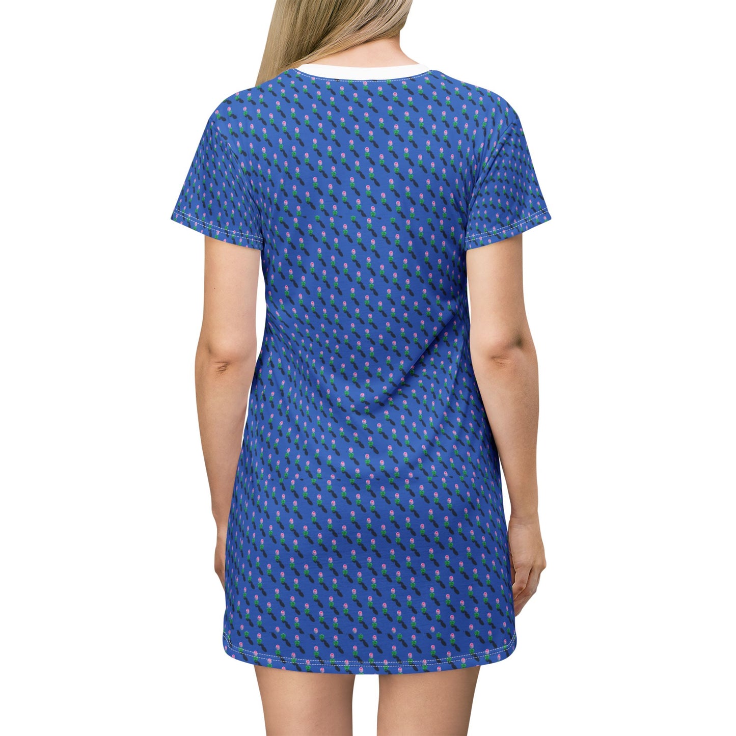 ‘Blue tiny flower pattern’ T-Shirt Dress (AOP)