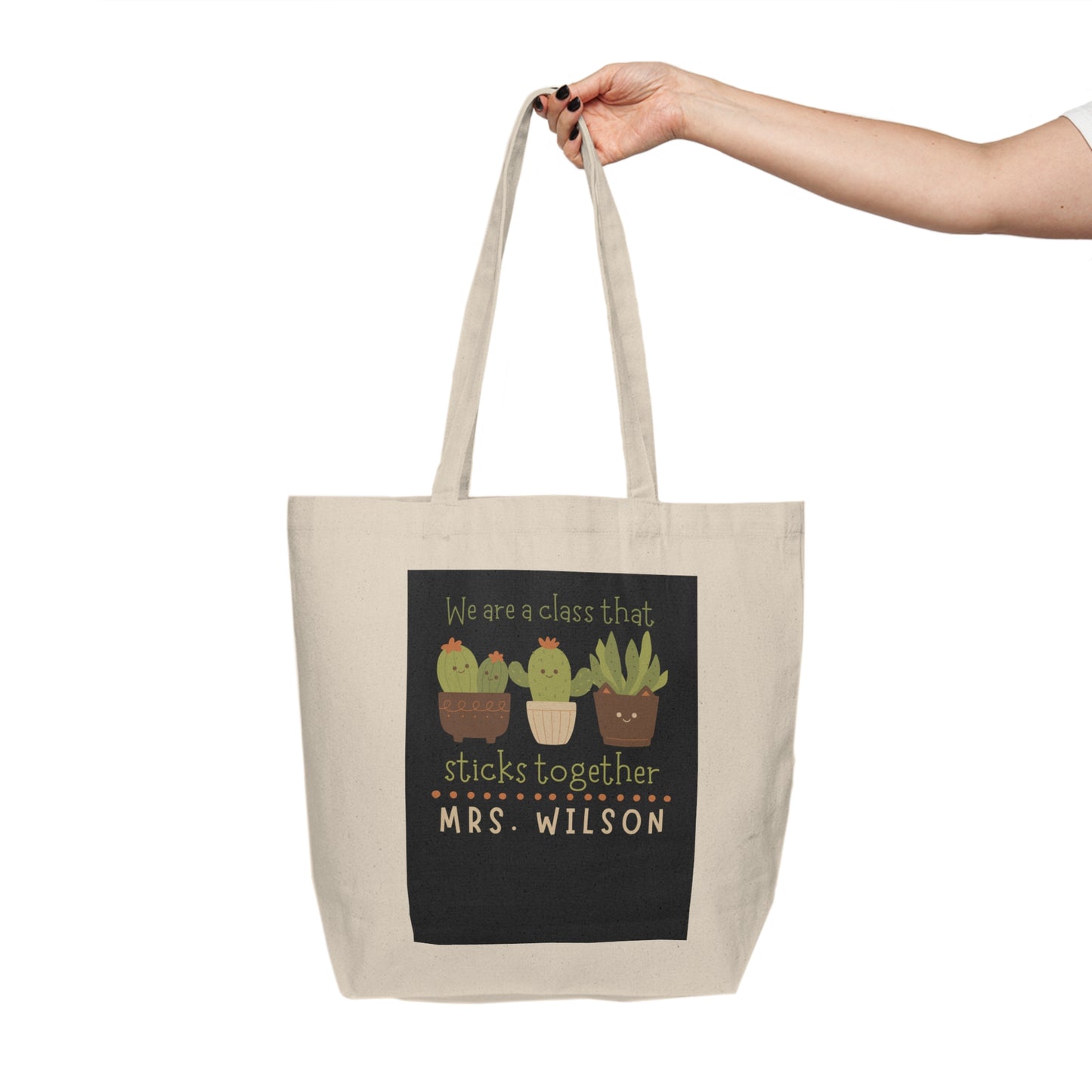 Cactus Class Tote Bag, Teacher Appreciation Gift, Eco-Friendly Shopping Bag, Classroom Supplies, Cute Canvas Tote