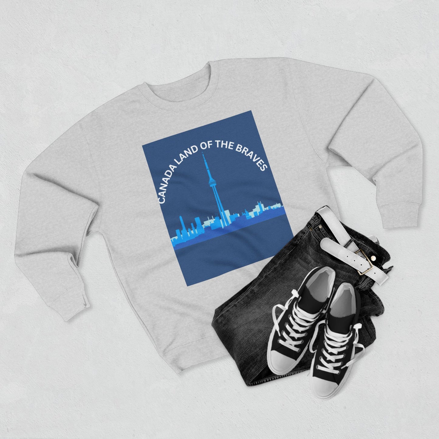 Canada Land of the Brave Unisex Crewneck Sweatshirt - Cozy Urban Style for All Occasions