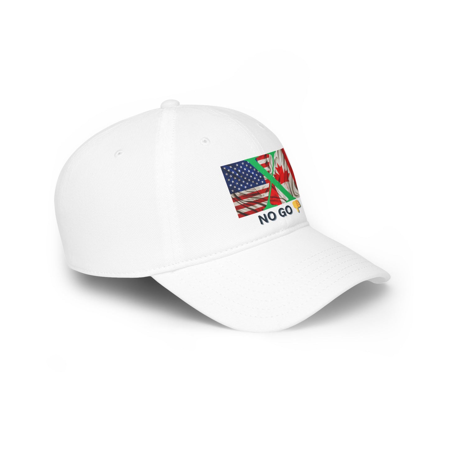 Custom 'No Go' Low Profile Baseball Cap with US and Canada Flags
