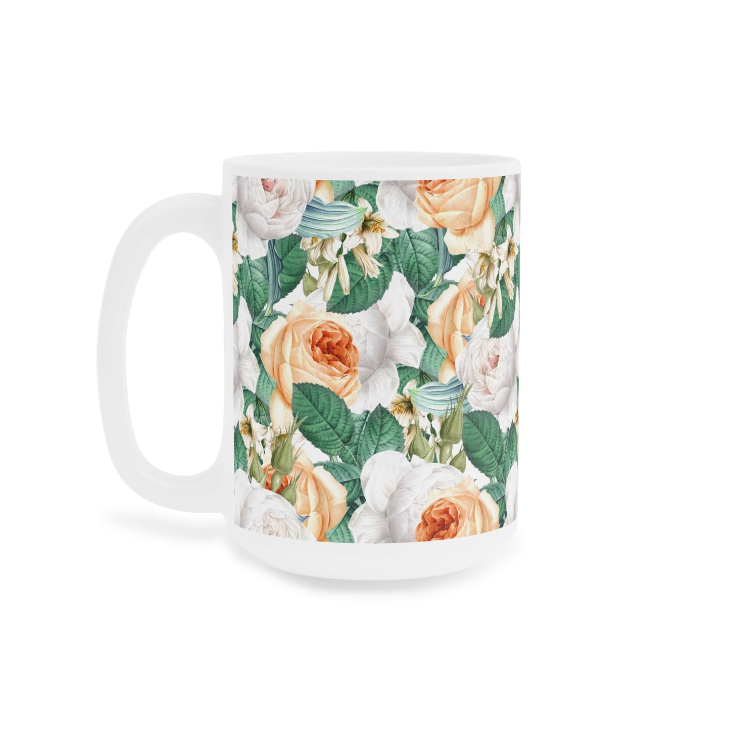 Floral Ceramic Mug(CDA) - Elegant Flower Design for Tea & Coffee Lovers