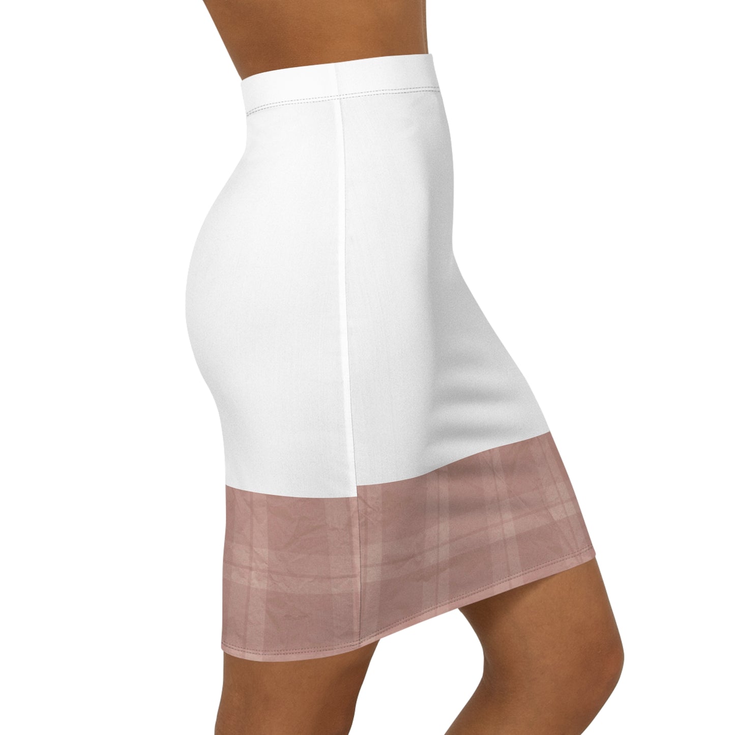 ‘LIGHT BROWN’ ACCENT Women's Mid-Waist Pencil Skirt (AOP)
