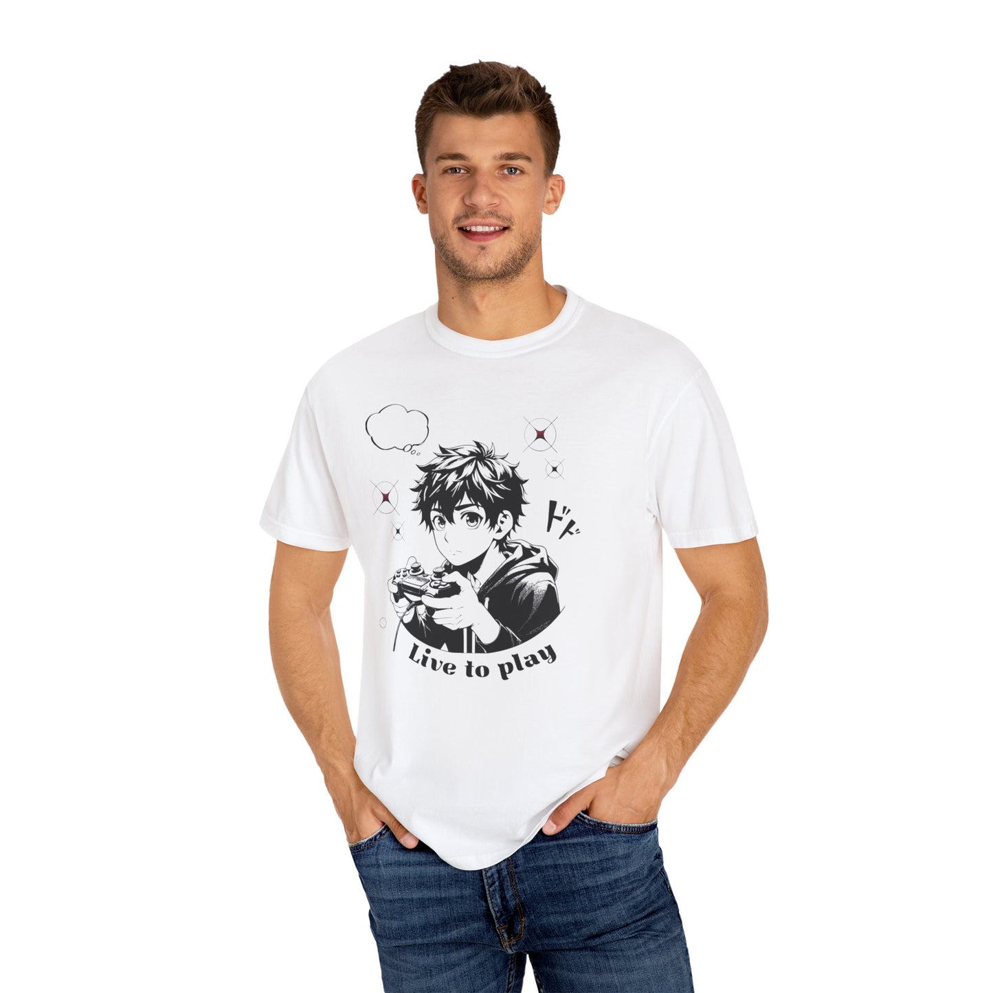 Anime 'Live to Play' Unisex Garment-Dyed T-Shirt
