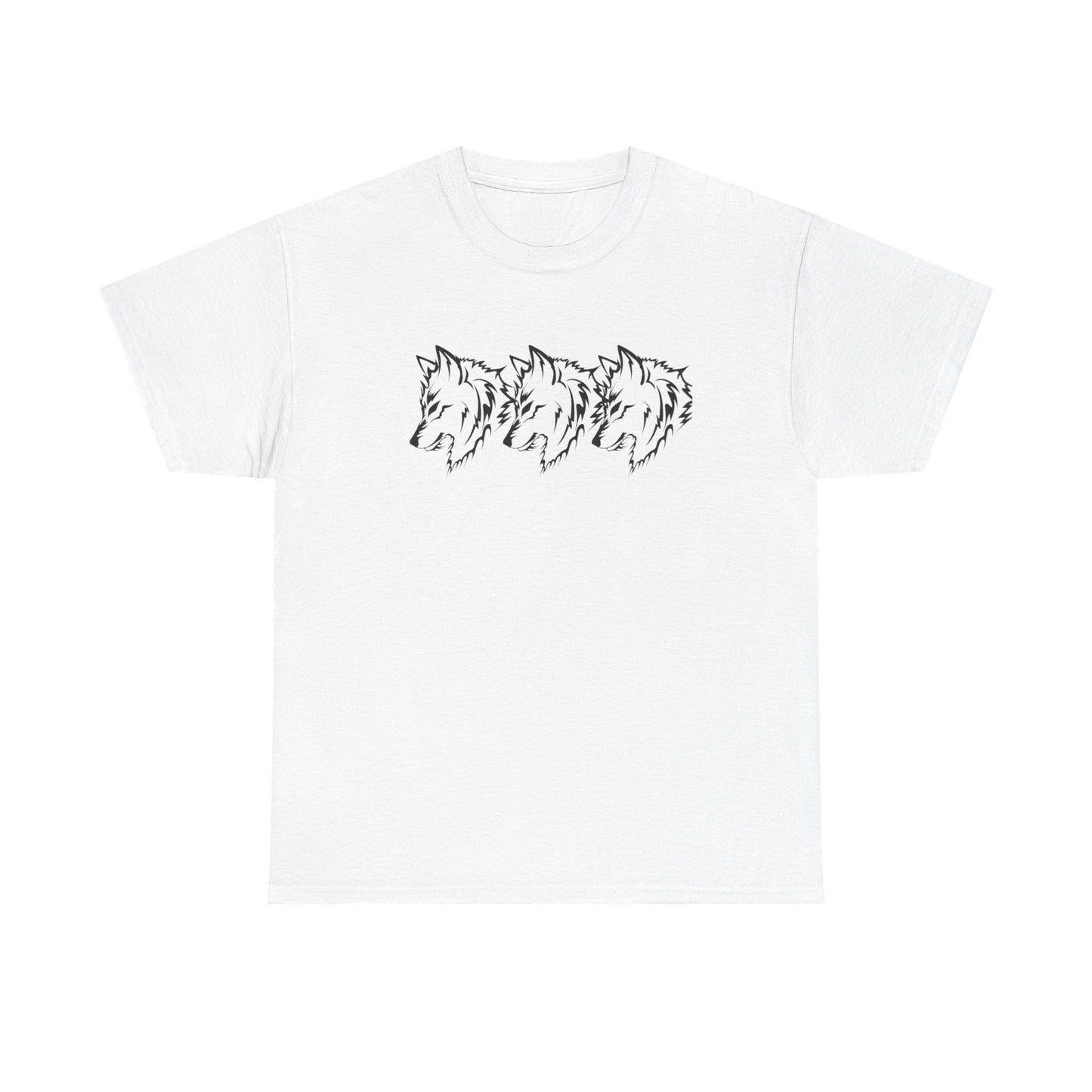 Unisex Heavy Cotton Tee - Minimalist Wolf Design for Nature Lovers