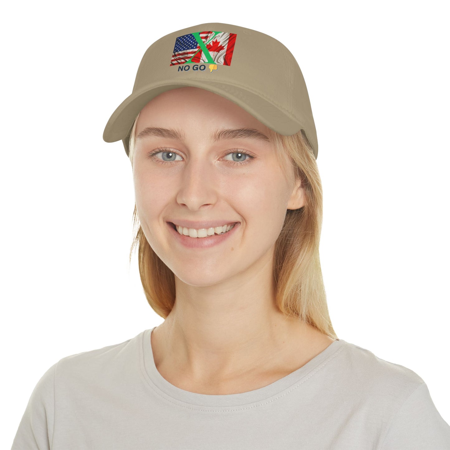 Custom 'No Go' Low Profile Baseball Cap with US and Canada Flags
