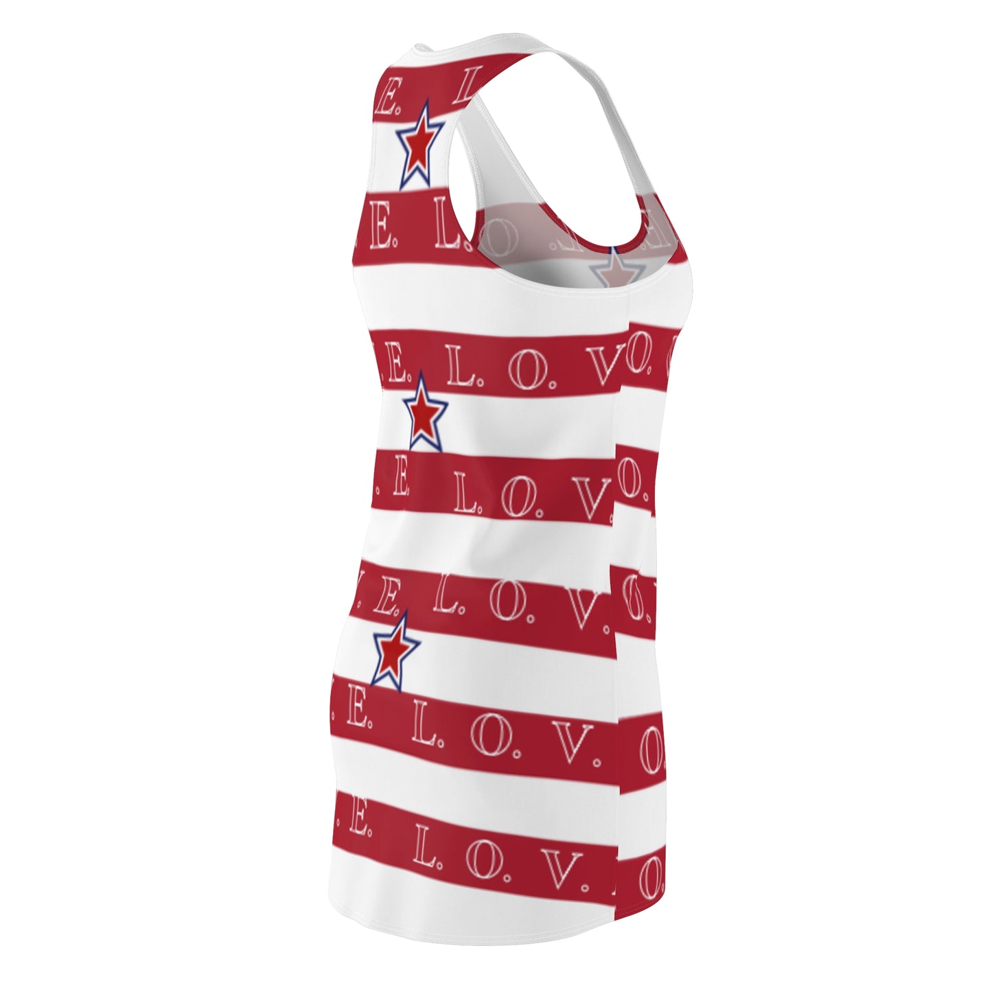 ‘Red Horizontal Stripes’ Women's Cut & Sew Racerback Dress (AOP)