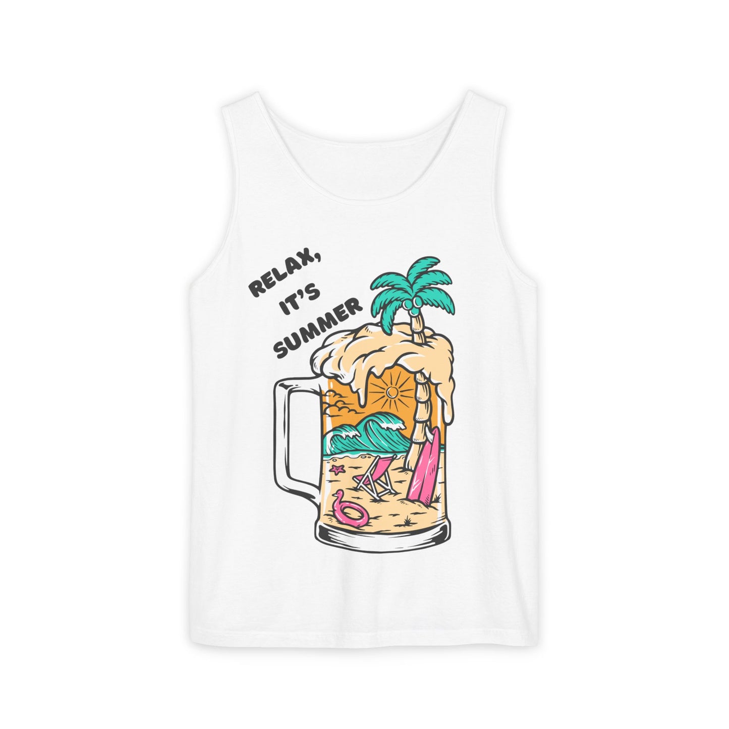 Summer Vibes Tank Top, Relax It's Summer Shirt, Beachwear, Vacation Apparel, Fun Unisex Top