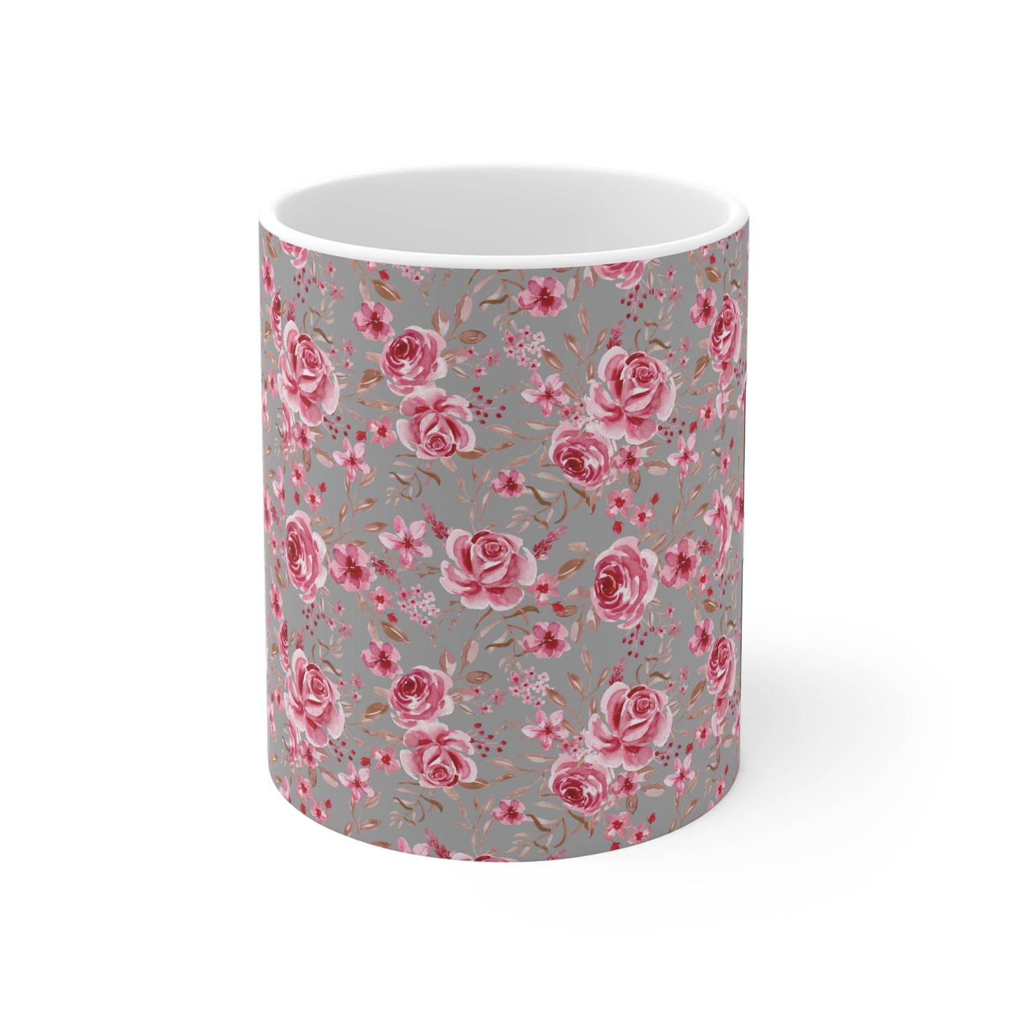 Floral Ceramic Mug - Elegant Rose Pattern for Coffee Lovers