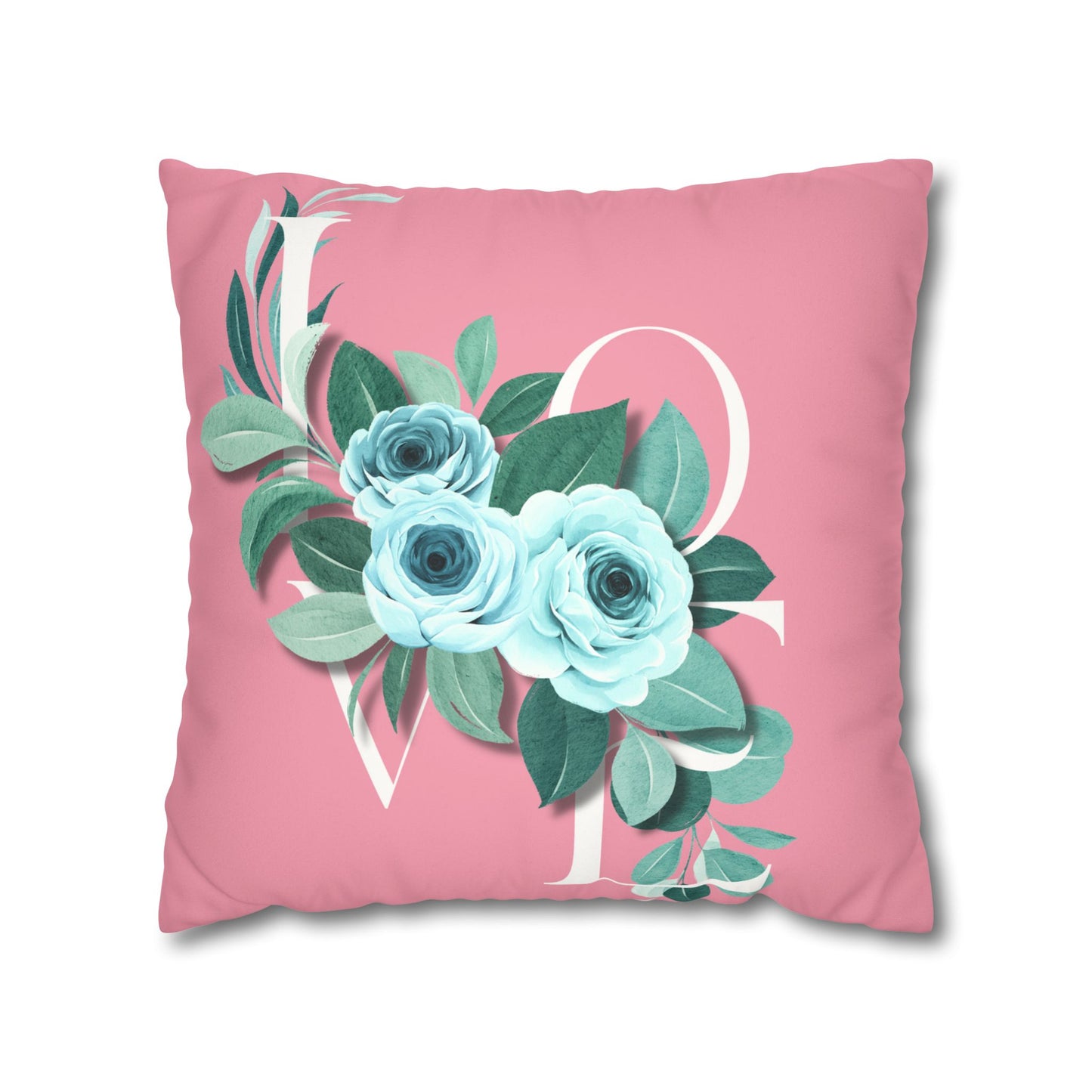 ‘LOVE’ Faux Pink Suede Square Pillowcase