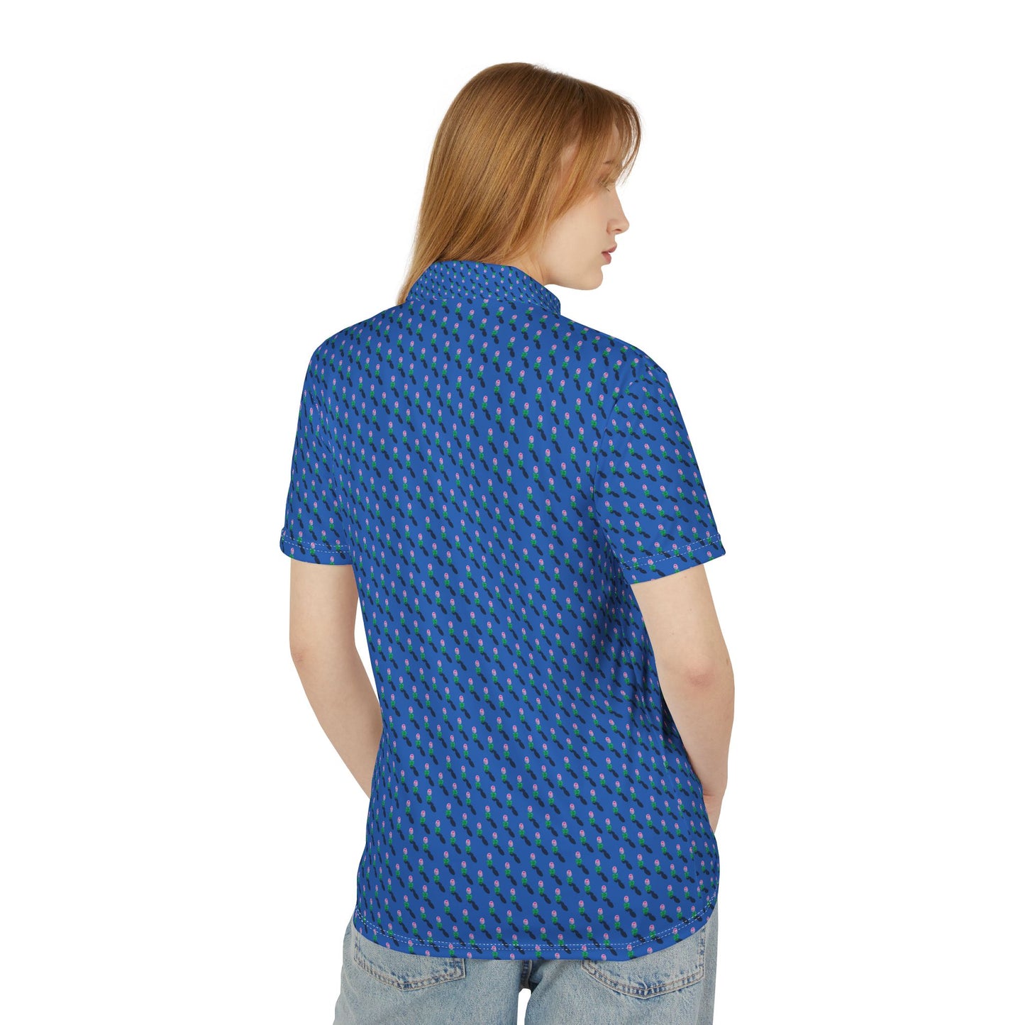 ‘Blue tiny flower pattern’ Unisex Polo Shirt (AOP)