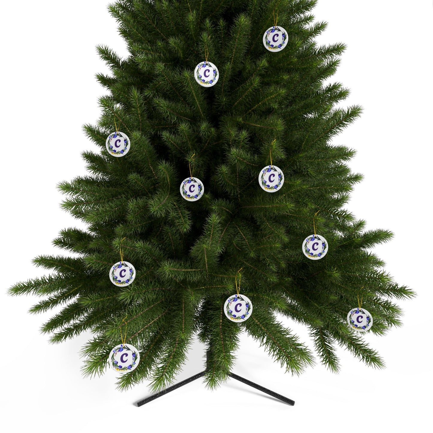 ‘C’ Initials Ceramic Ornaments, 2-Side Print, (1pc, 3pcs, 5pcs, 10pcs)