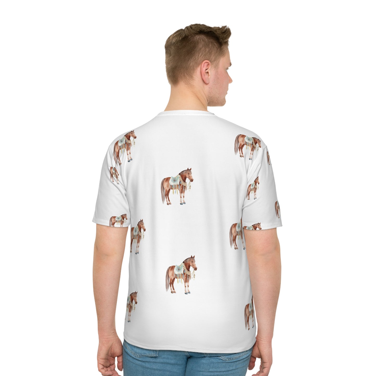 ‘Brown Horses’ Men's Loose T-shirt (AOP)
