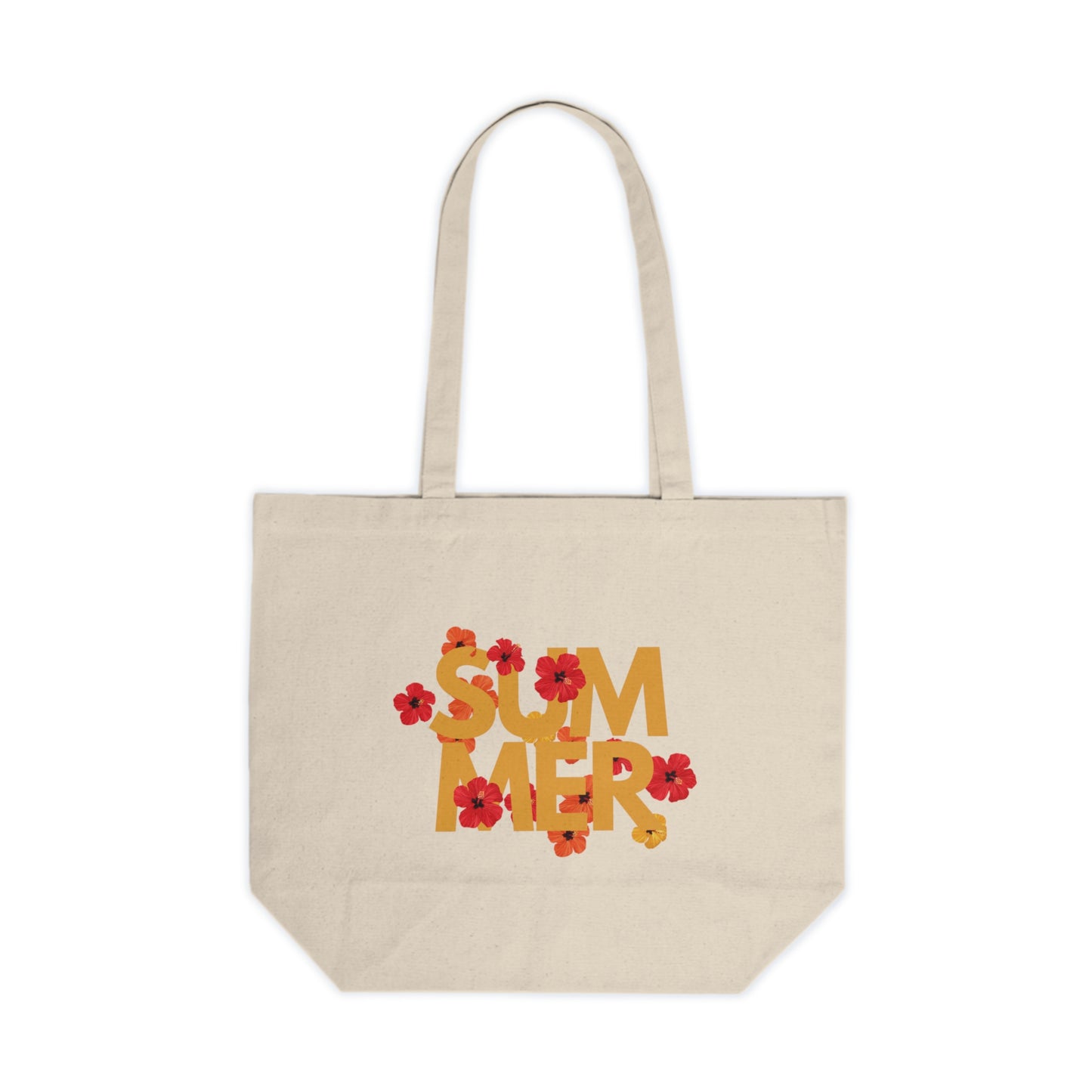 Summer Floral Canvas Shopping Tote Bag, Beach Tote, Eco-Friendly Tote, Gift for Her, Summer Essentials, Reusable Shopping Bag