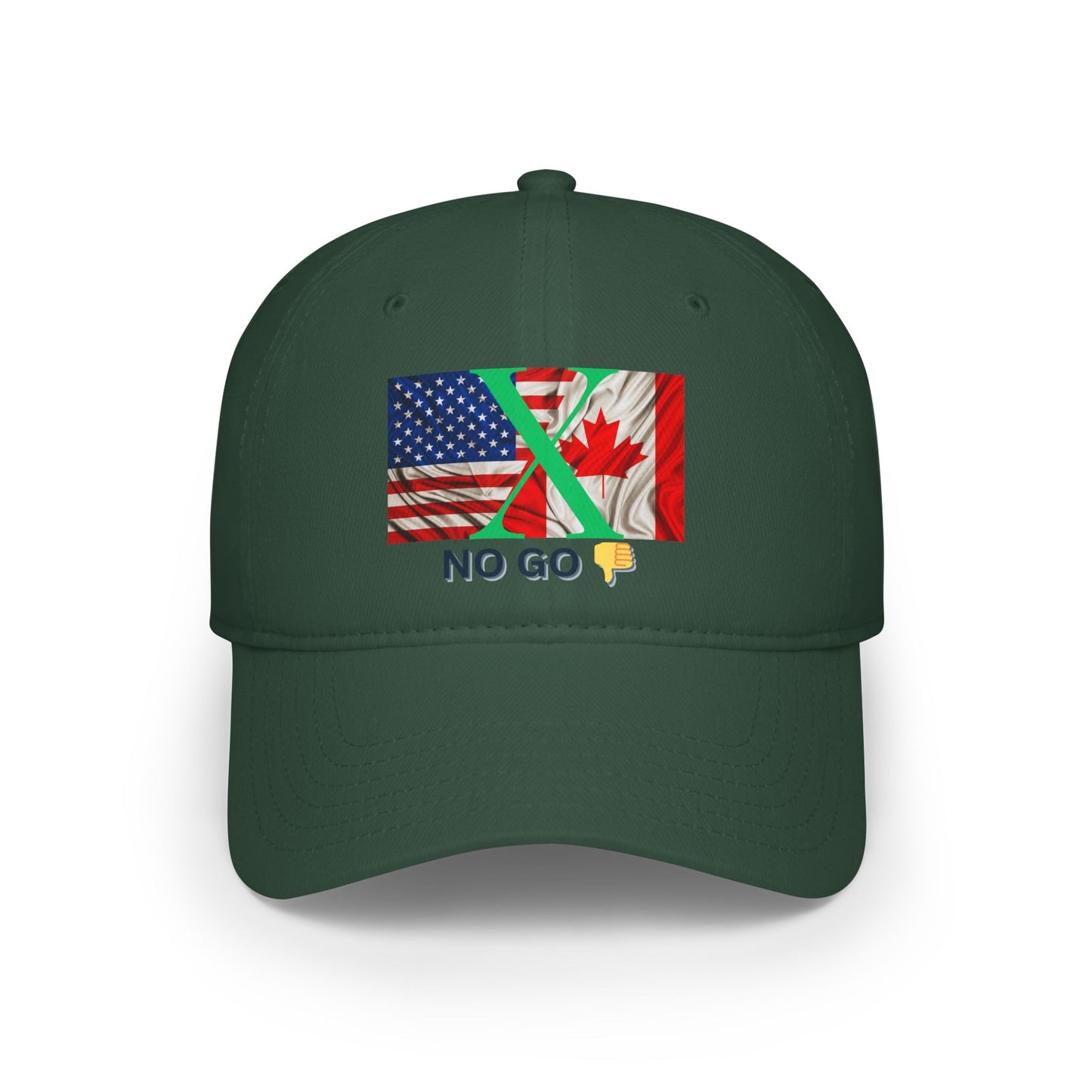 Custom 'No Go' Low Profile Baseball Cap with US and Canada Flags