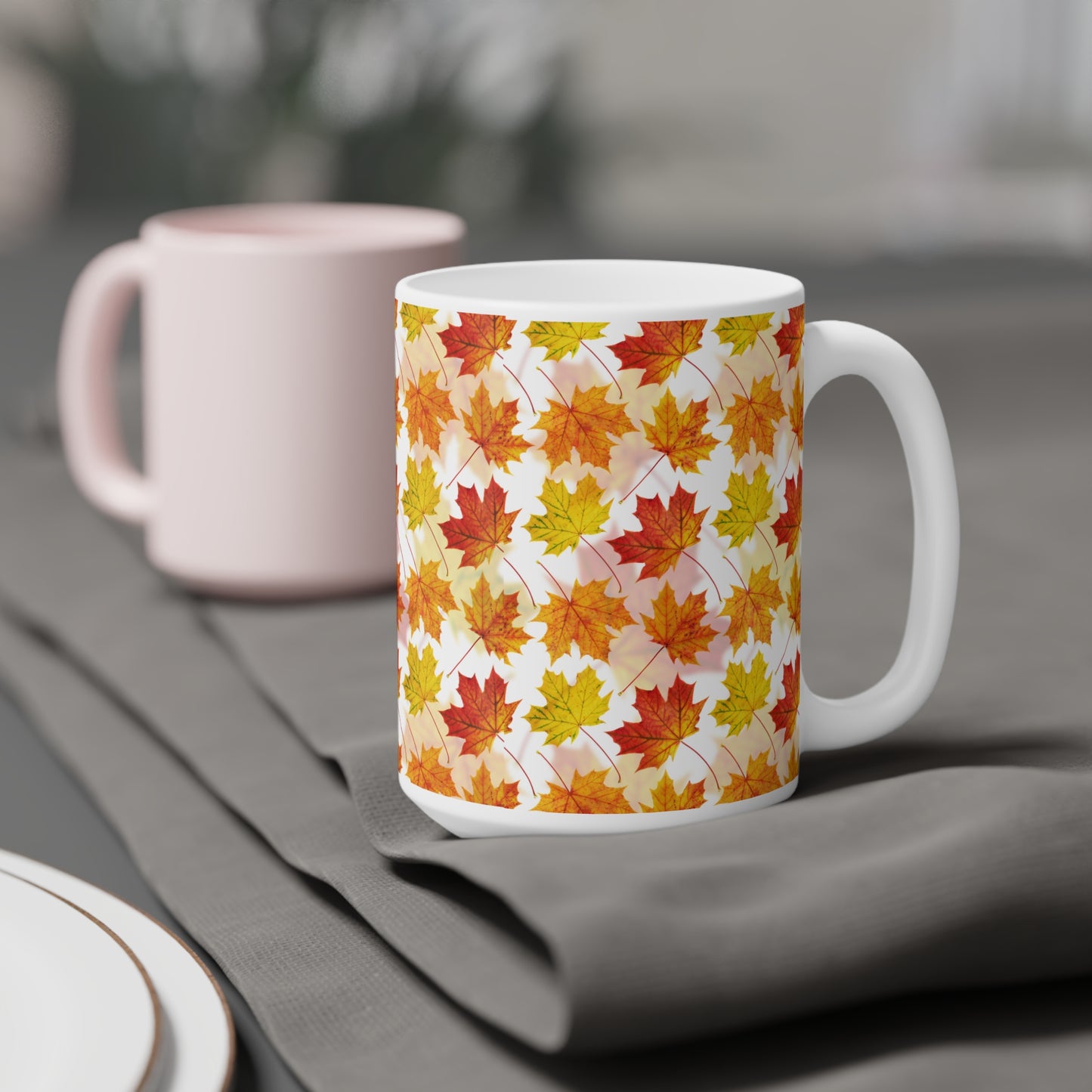 Fall Leaves Ceramic Mug - Cozy Autumn Vibe for Coffee Lovers