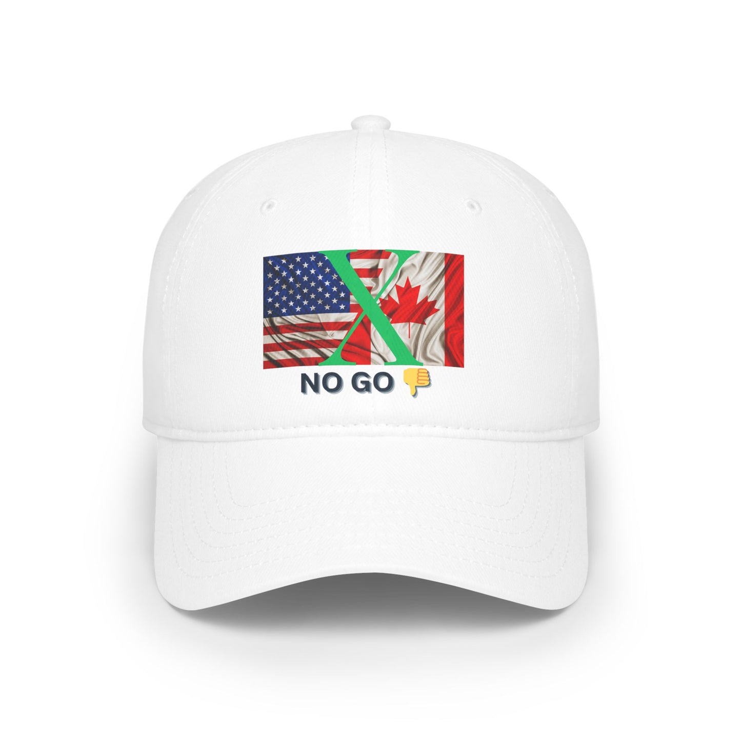Custom 'No Go' Low Profile Baseball Cap with US and Canada Flags
