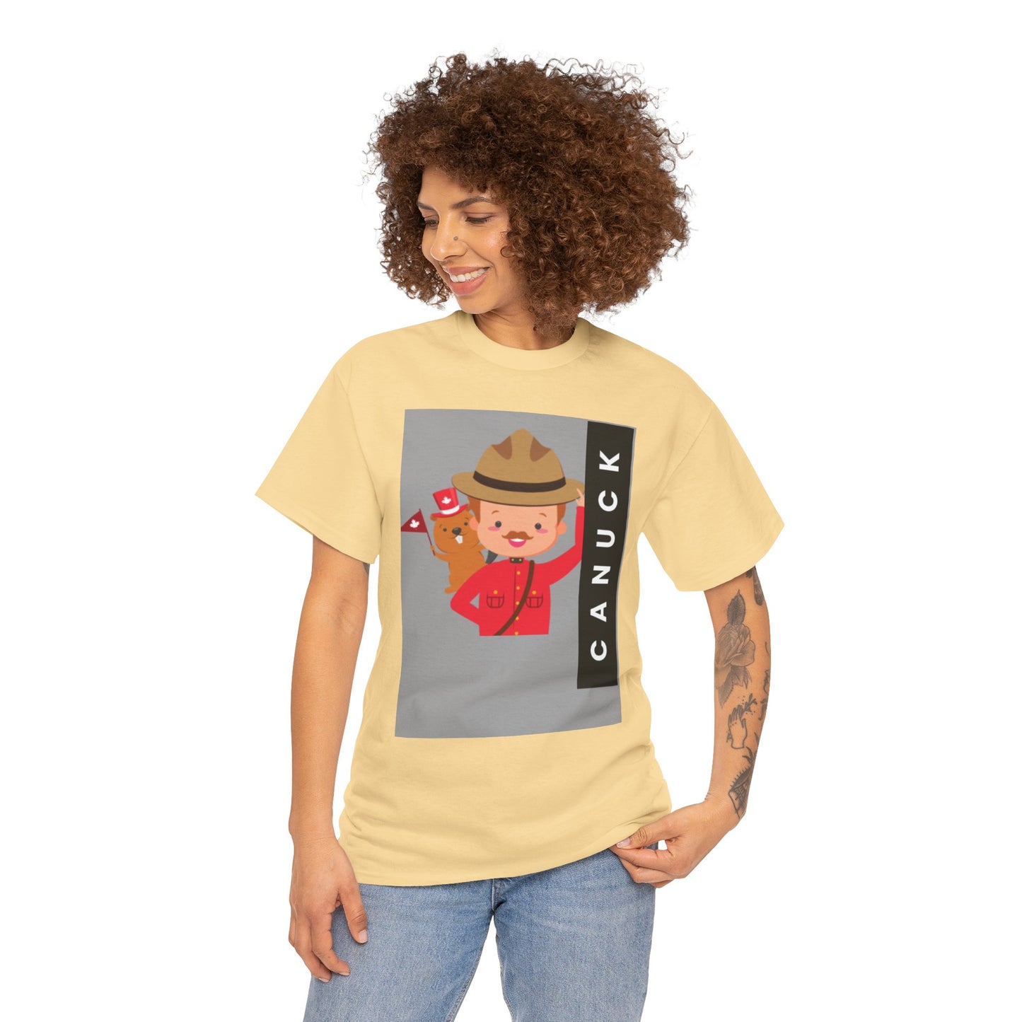 Cute Canuck Bear Unisex Heavy Cotton Tee - Perfect for Canada Day & Winter Celebrations