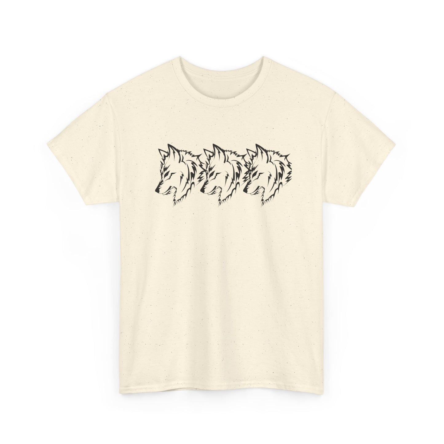 Unisex Heavy Cotton Tee - Minimalist Wolf Design for Nature Lovers