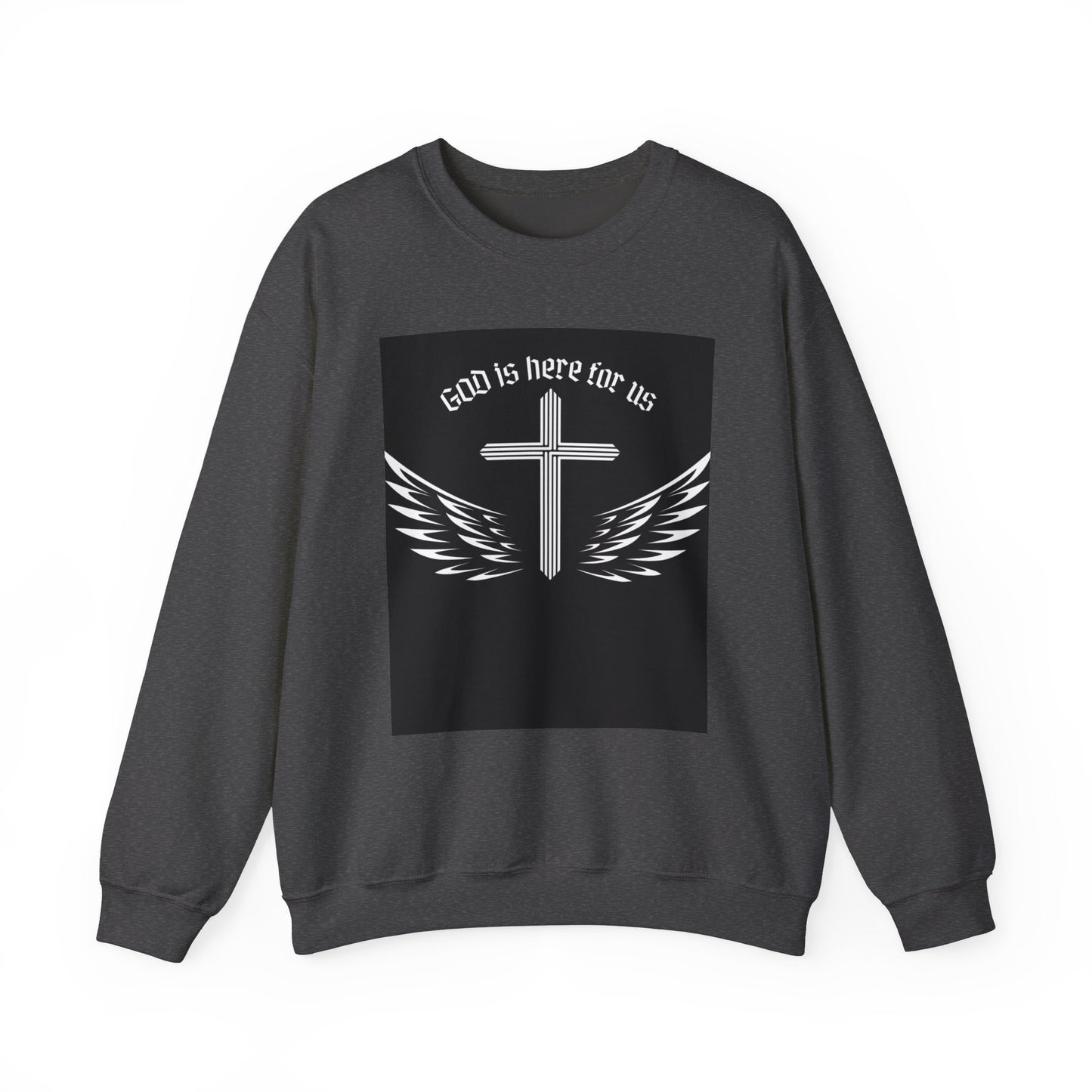 Faith-Inspired Unisex Crewneck Sweatshirt - 'God is Here for Us'