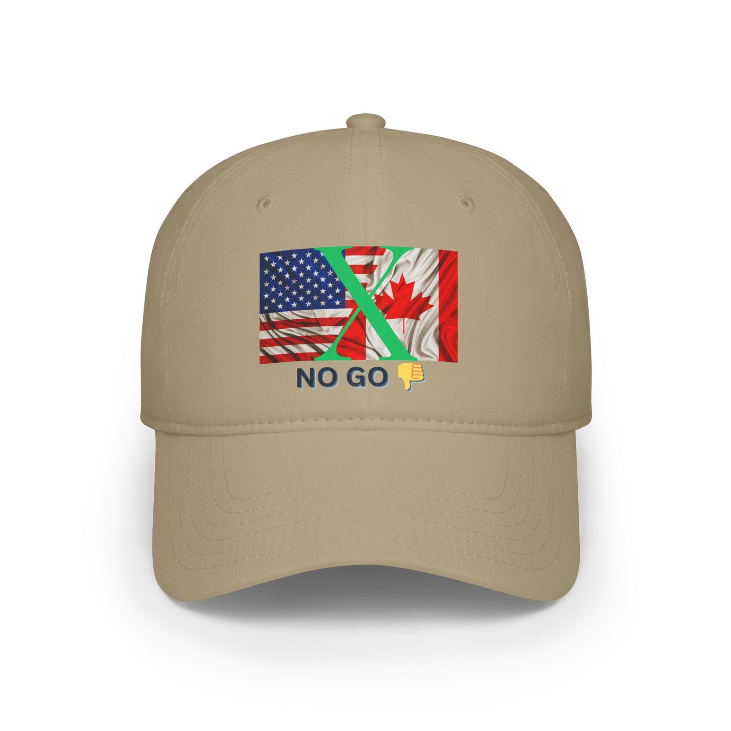 Custom 'No Go' Low Profile Baseball Cap with US and Canada Flags