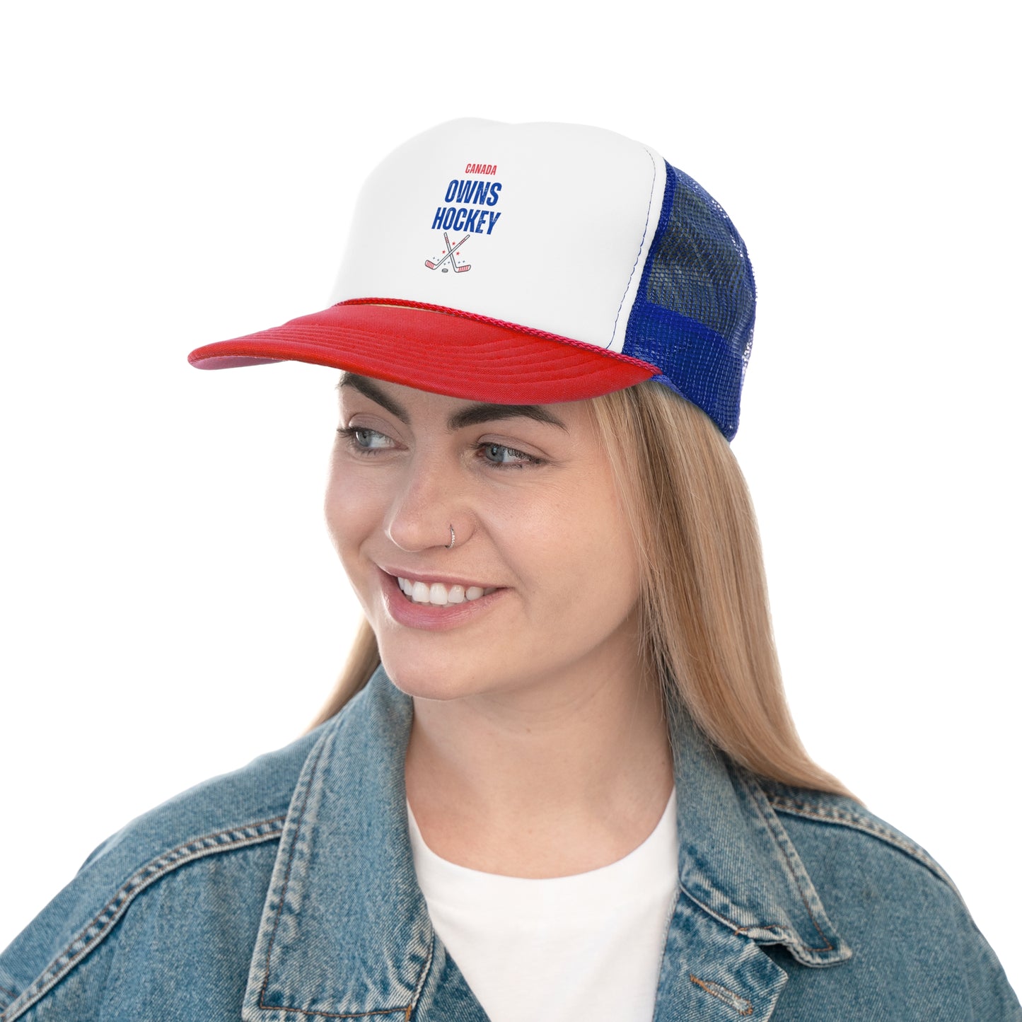 Canada Owns Hockey Trucker Cap - Sporty & Fun Hat for Hockey Lovers