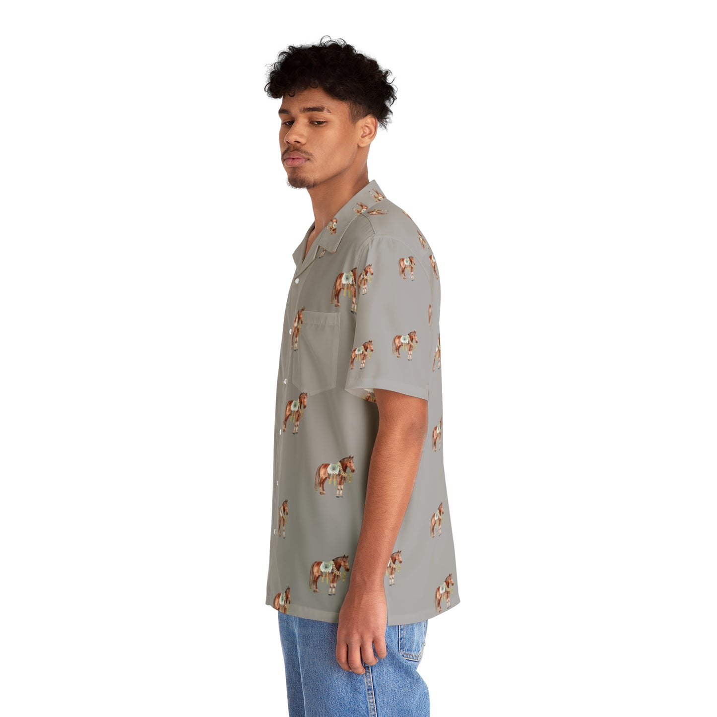 'Horses print' Men's Hawaiian Polo Shirt (AOP)