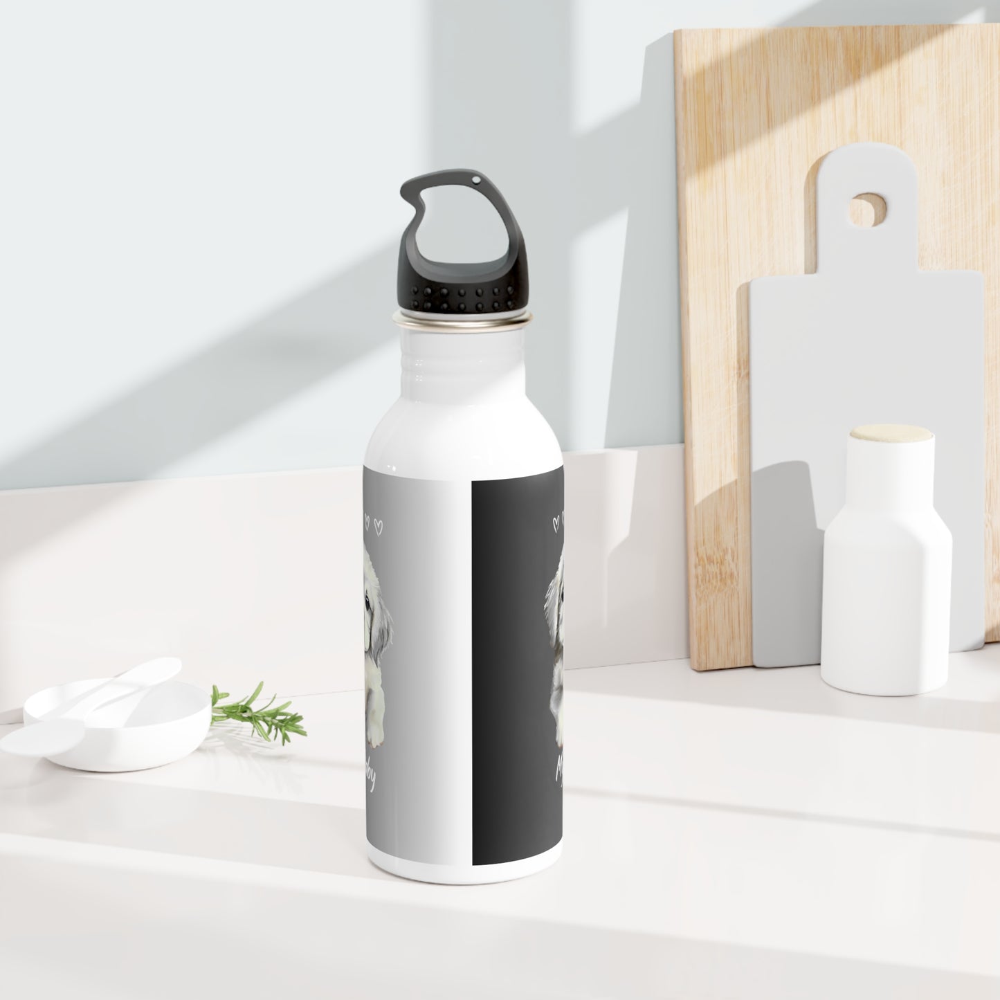 Custom Dog Lover Stainless Steel Water Bottle, Pet Owner Gift, Cute Puppy Design, Travel Mug, Personalized Water Bottle