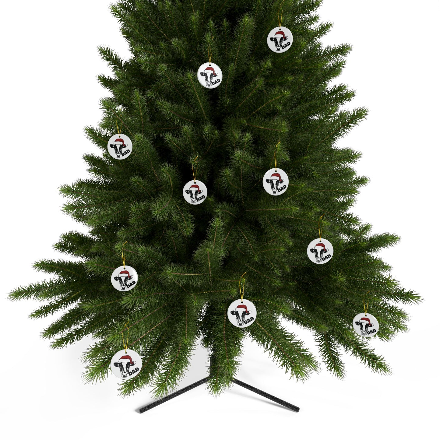 Copy of ‘DAD’ Christmas Heifer Cow Ceramic Ornaments, 2-Side Print, (1pc, 3pcs, 5pcs, 10pcs)