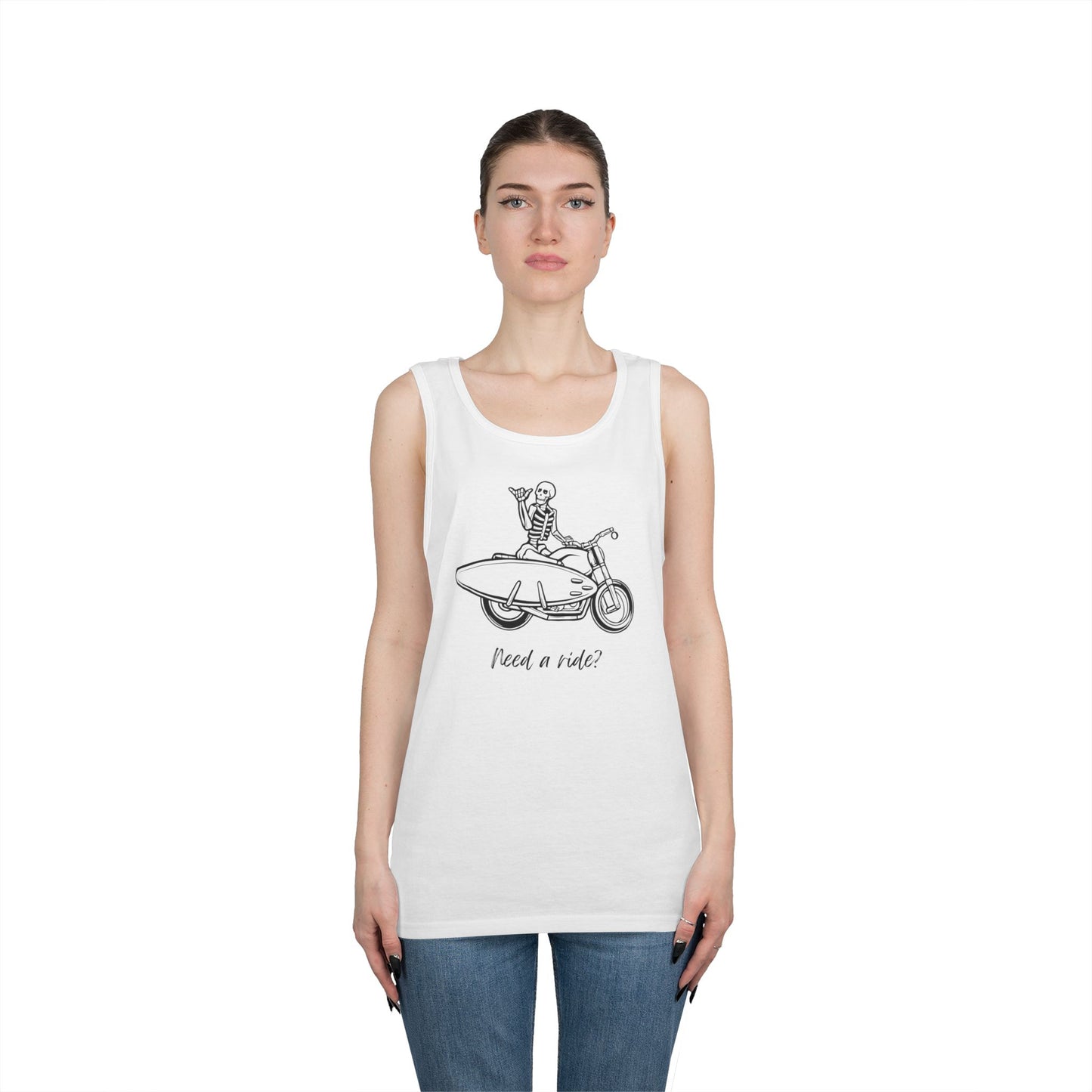Skeleton Surfing Tank Top - Perfect for Beach Days, Summer Parties, Casual Outfits, Gift for Surfers, Festival Wear