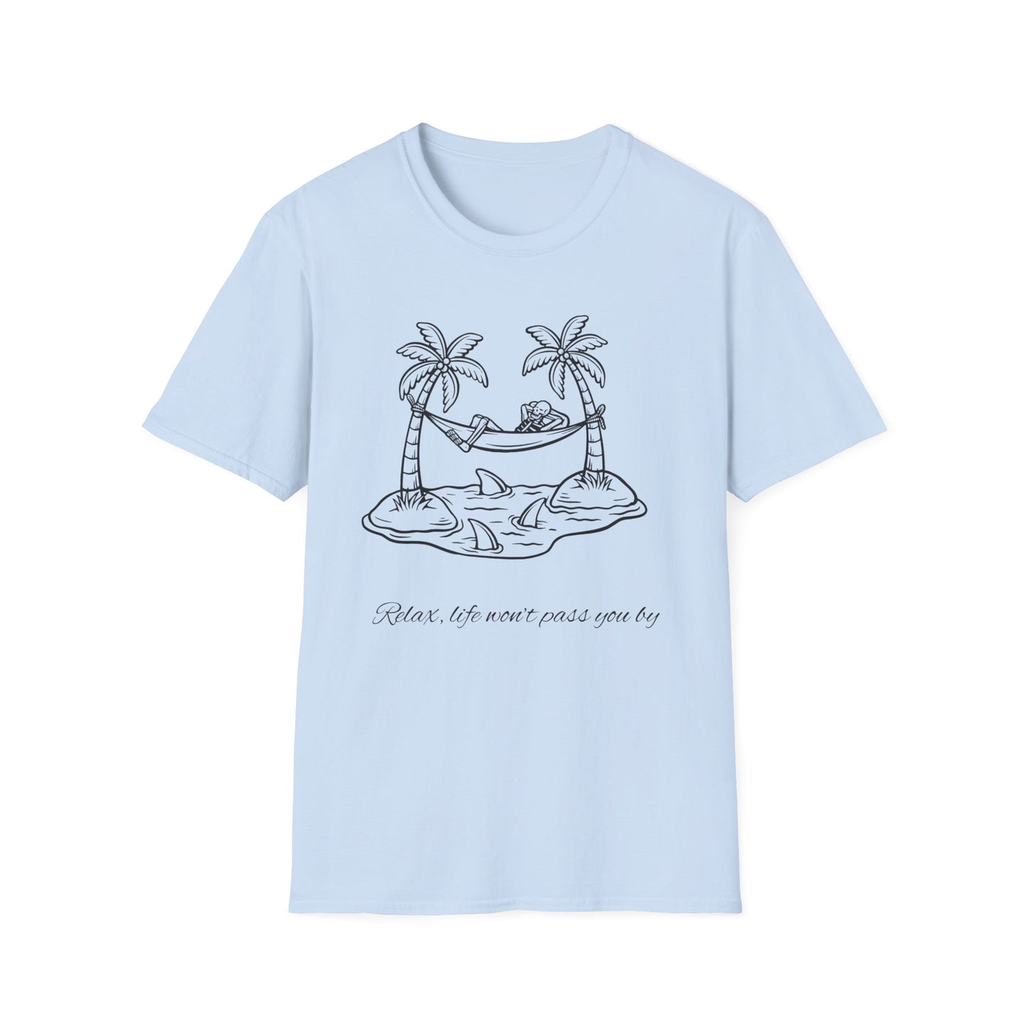 Relaxing Paradise T-Shirt with Hand-Drawn Design, Beach Vibes Tee, Summer Apparel, Eco-Friendly Gift, Vacation Essential