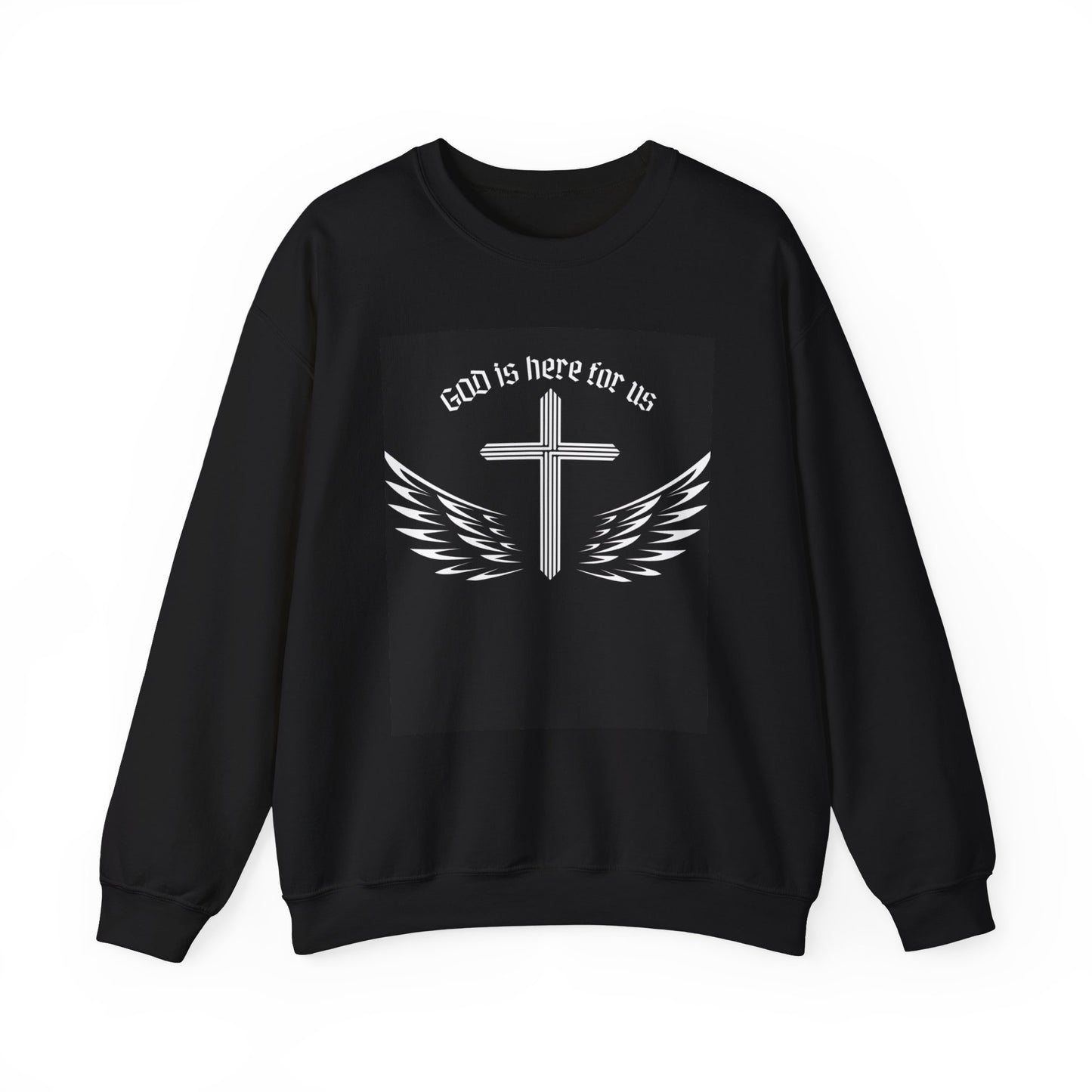 Faith-Inspired Unisex Crewneck Sweatshirt - 'God is Here for Us'