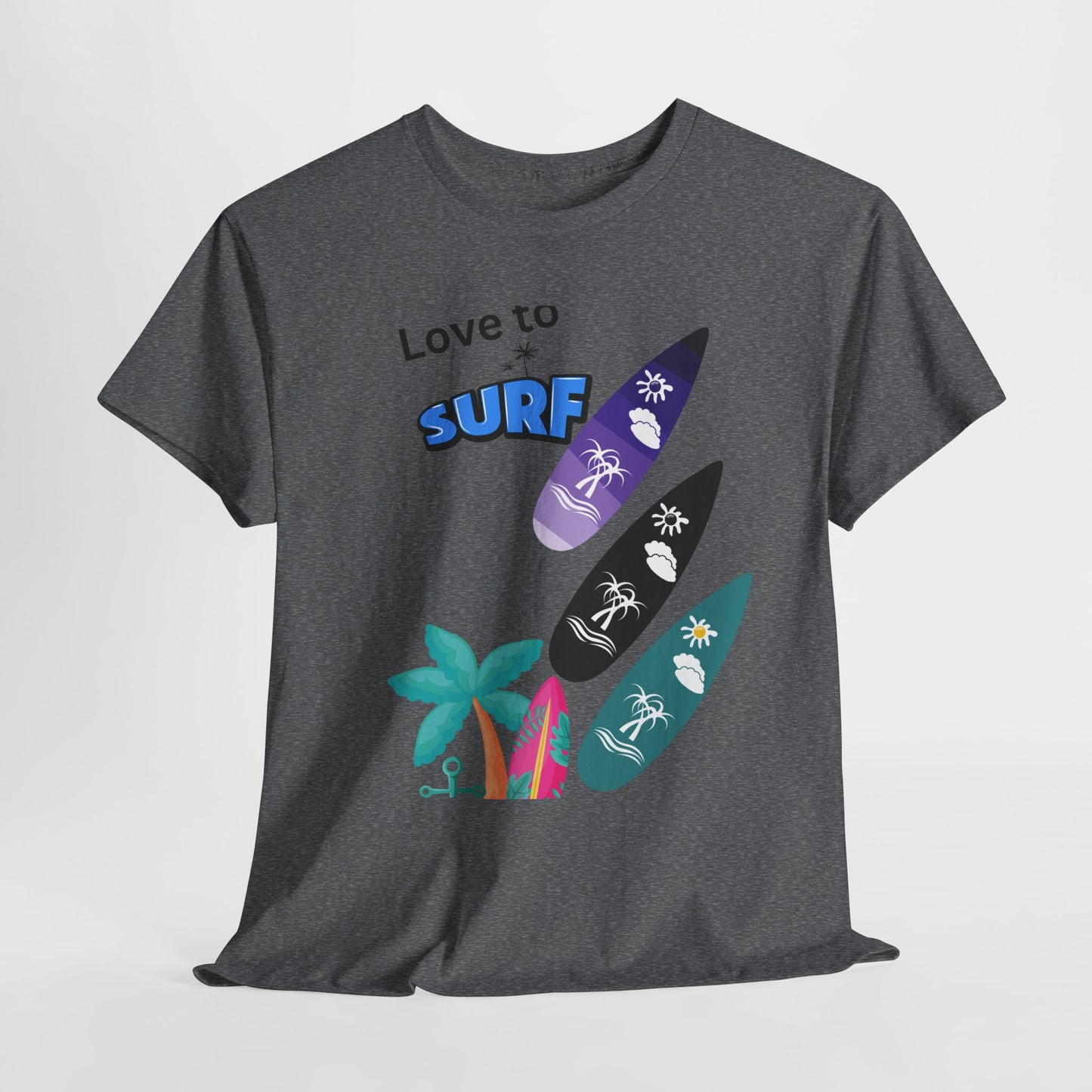Surf Lover Unisex Heavy Cotton Tee, Beach T-Shirt, Summer Apparel, Gift for Surfers, Casual Wear, Surfing Enthusiast Shirt
