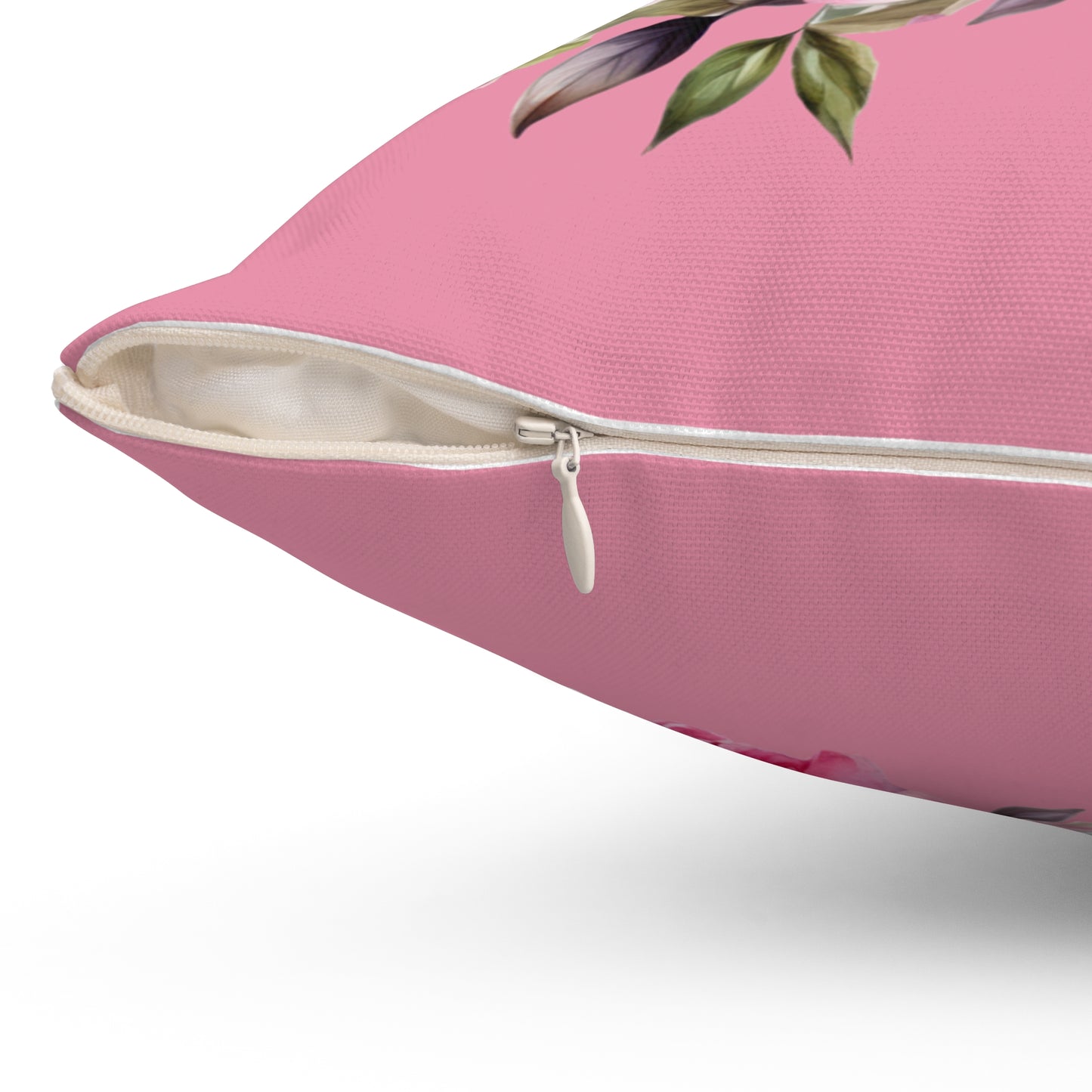 ‘Pink Peonies’ Spun Polyester Square Pillow