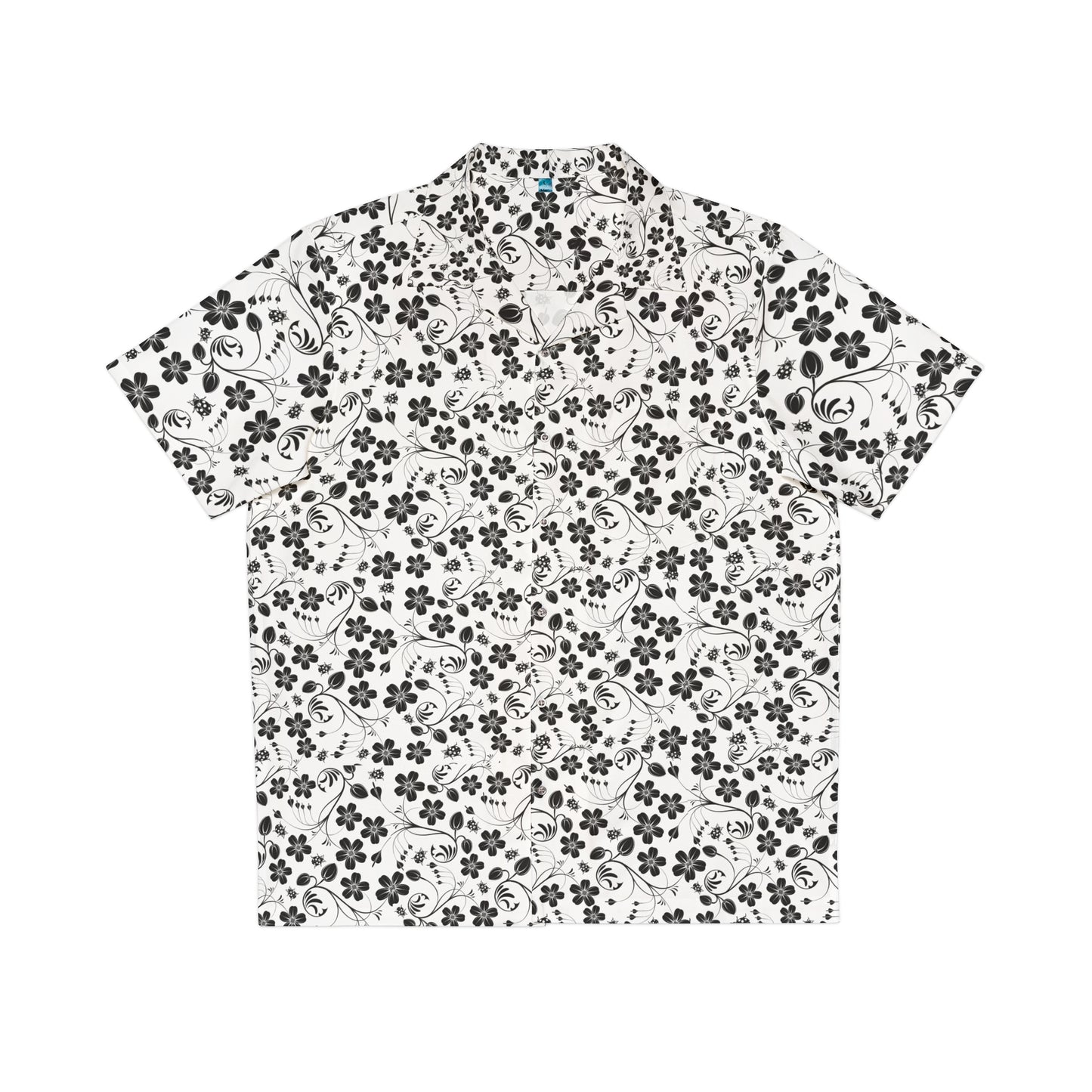 ‘Black & White Floral Pattern’ Men's Hawaiian Shirt (AOP)