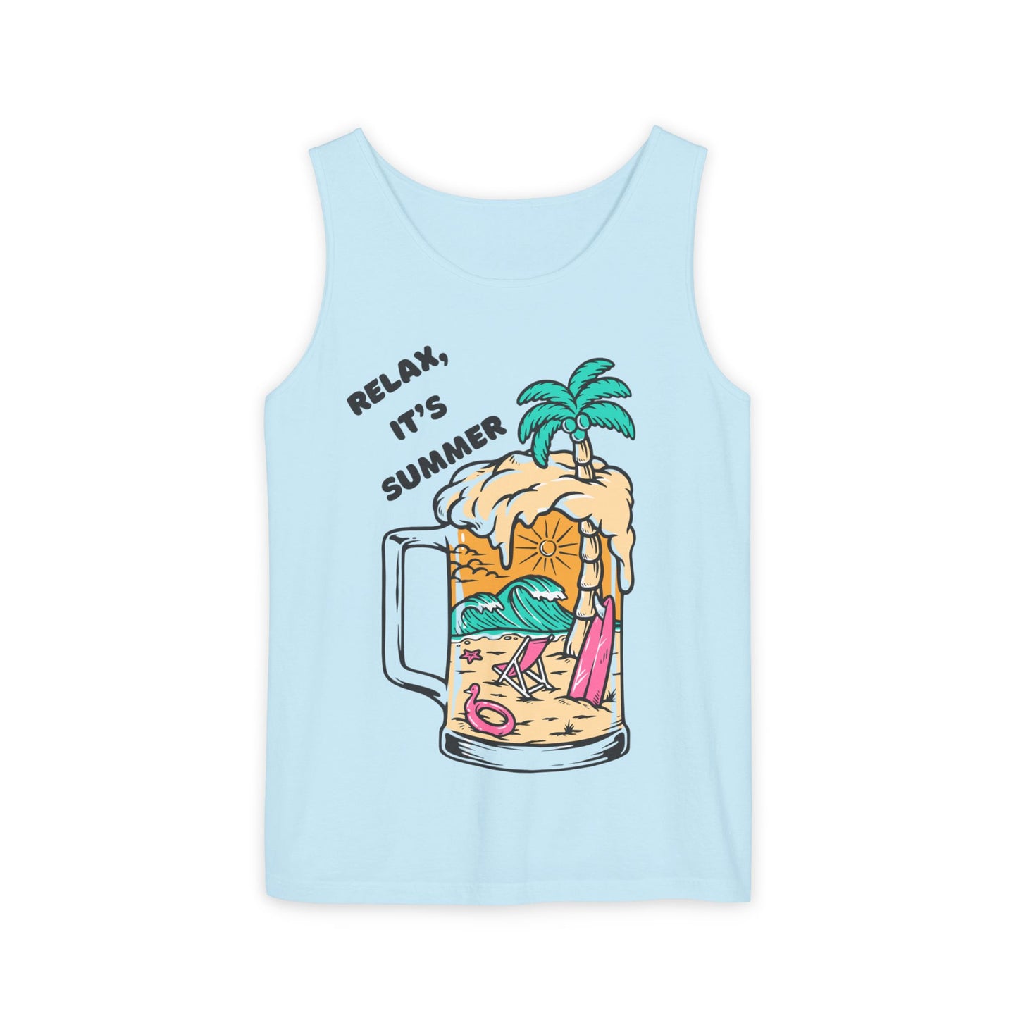 Summer Vibes Tank Top, Relax It's Summer Shirt, Beachwear, Vacation Apparel, Fun Unisex Top