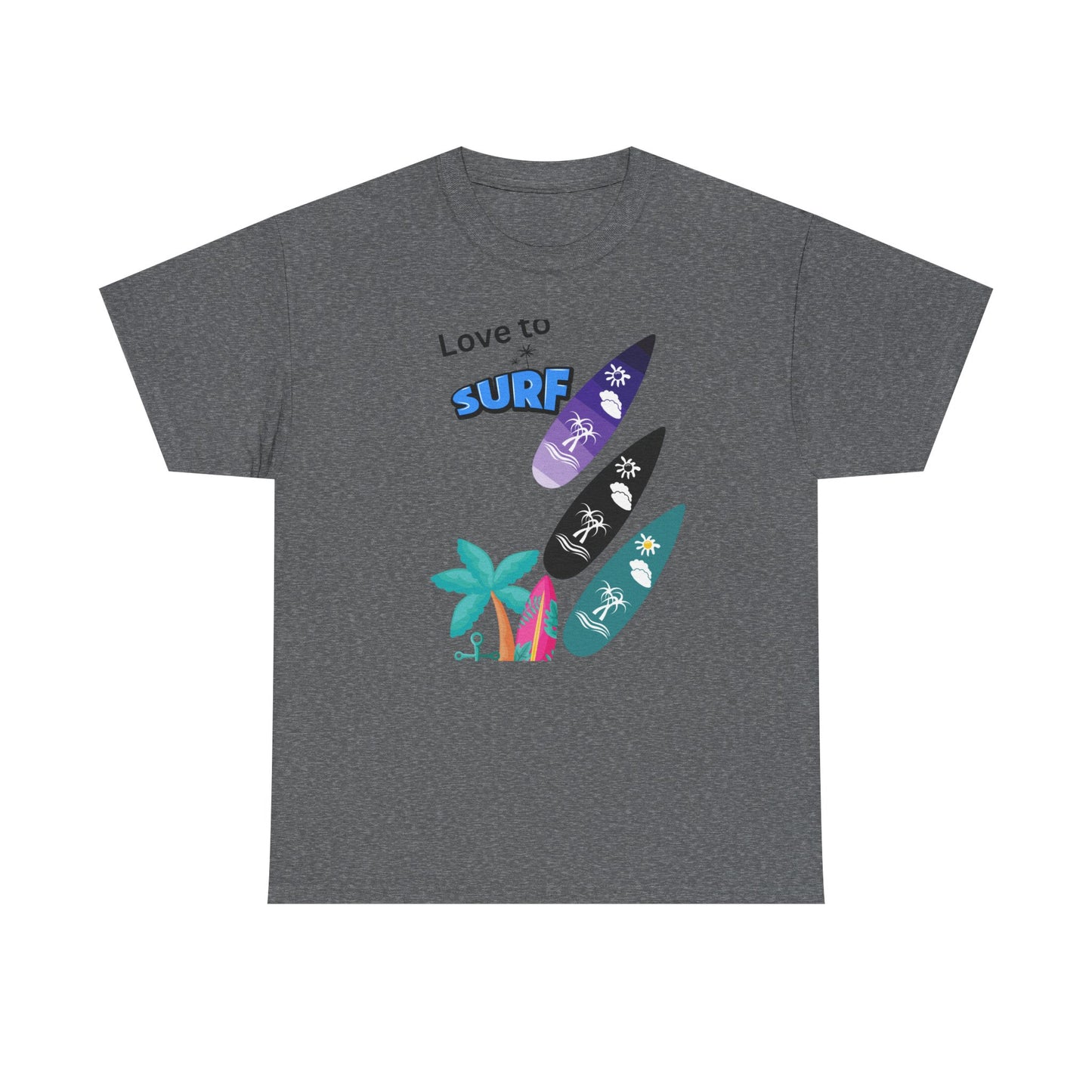 Surf Lover Unisex Heavy Cotton Tee, Beach T-Shirt, Summer Apparel, Gift for Surfers, Casual Wear, Surfing Enthusiast Shirt