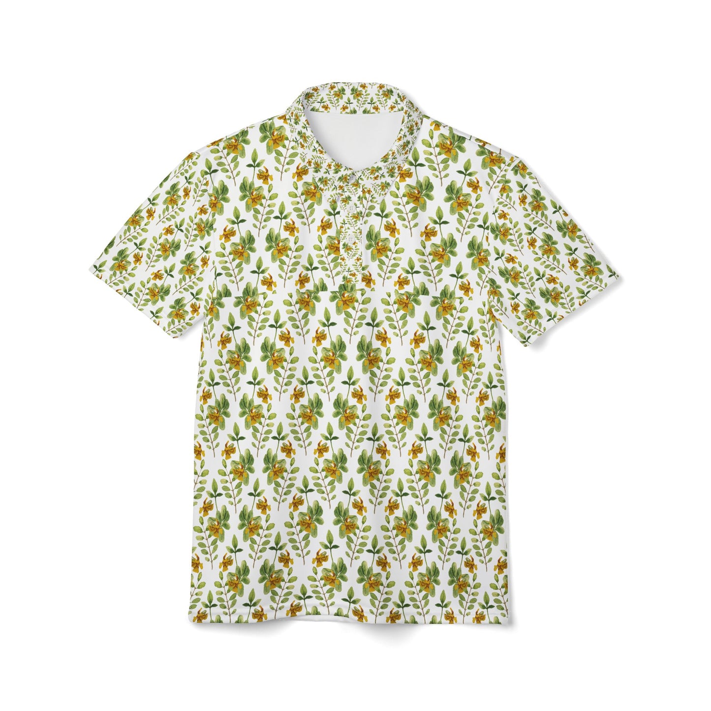 ‘White, Green & Yellow Pattern’ Unisex Polo Shirt (AOP)
