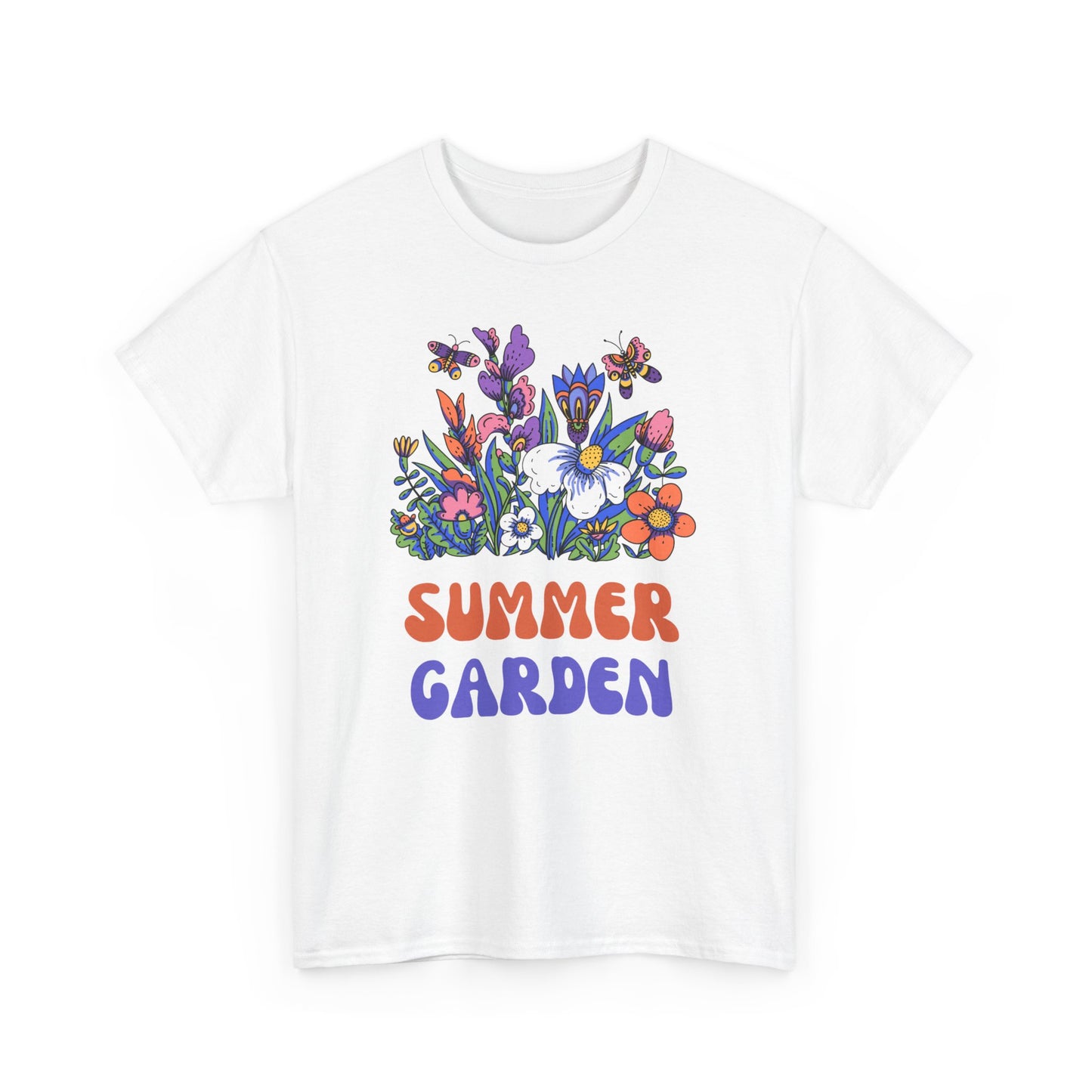 Vibrant Summer Garden Tee | Unisex Heavy Cotton T-Shirt, Floral Graphic Tee, Nature Lover Gift, Summer Fashion, Outdoor Vibes