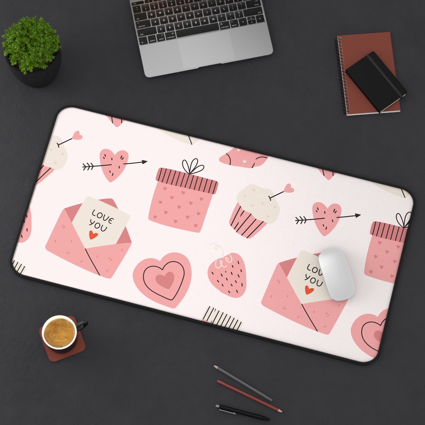 ‘I LOVE YOU’ Light Pink Desk Mat