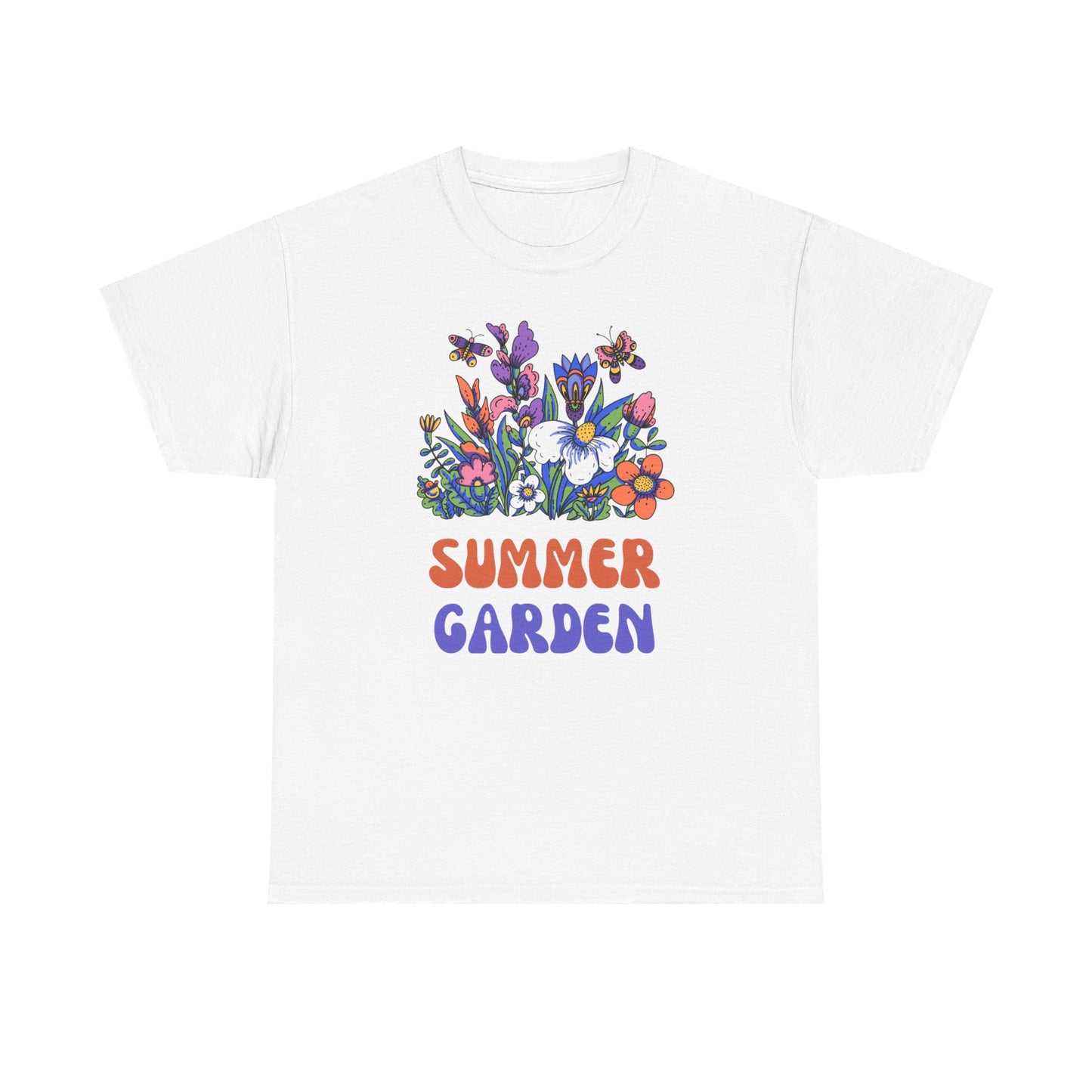 Vibrant Summer Garden Tee | Unisex Heavy Cotton T-Shirt, Floral Graphic Tee, Nature Lover Gift, Summer Fashion, Outdoor Vibes